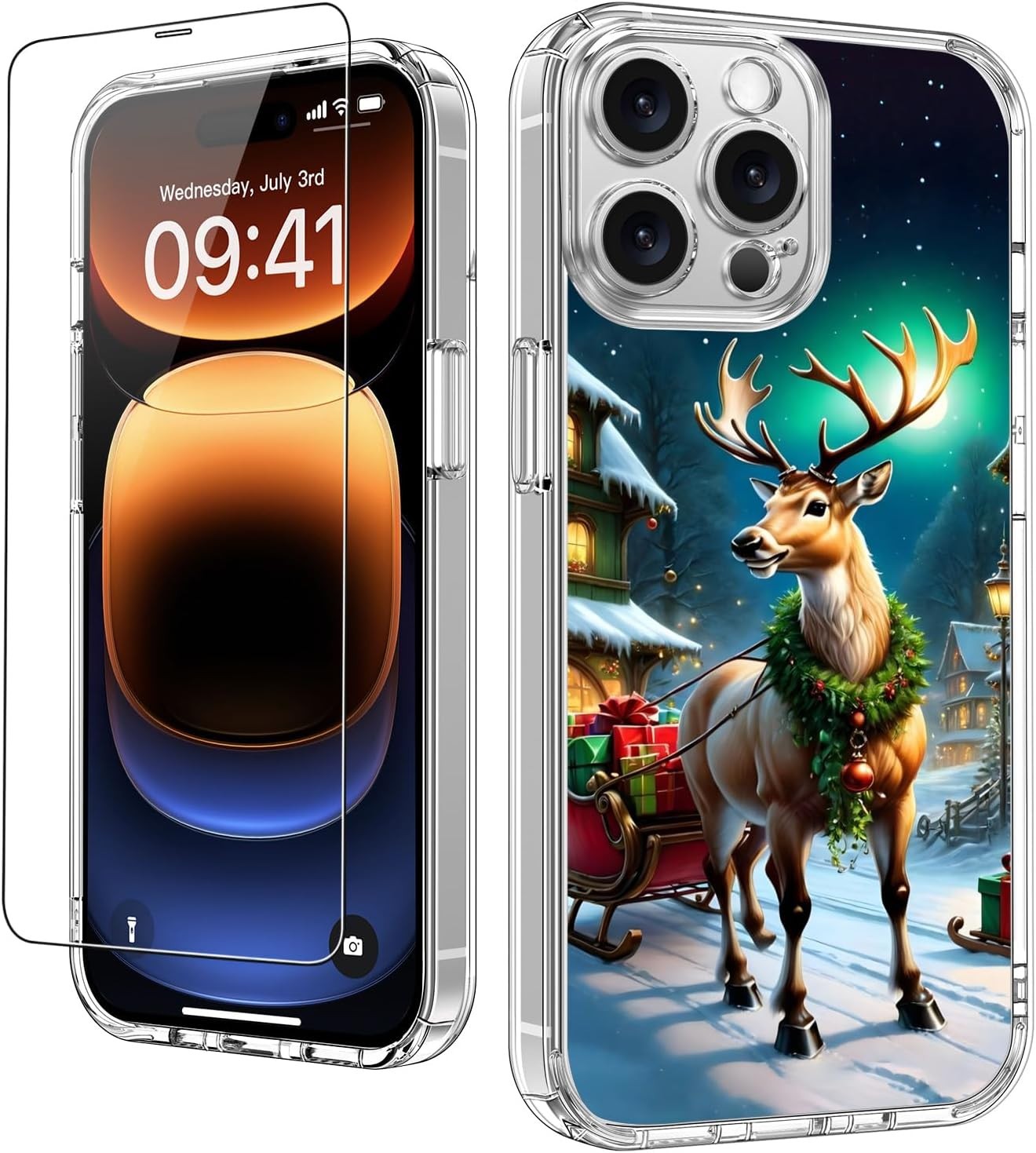iPhone 13 Pro Christmas Reindeer Case Shockproof Holiday Cover