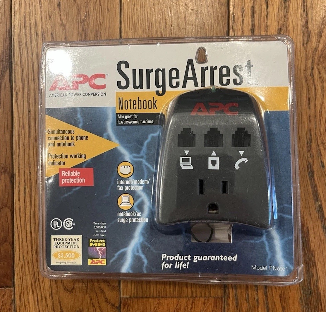 APC SurgeArrest Notebook Internet Modem Fax Notebook AC Surge Protector New