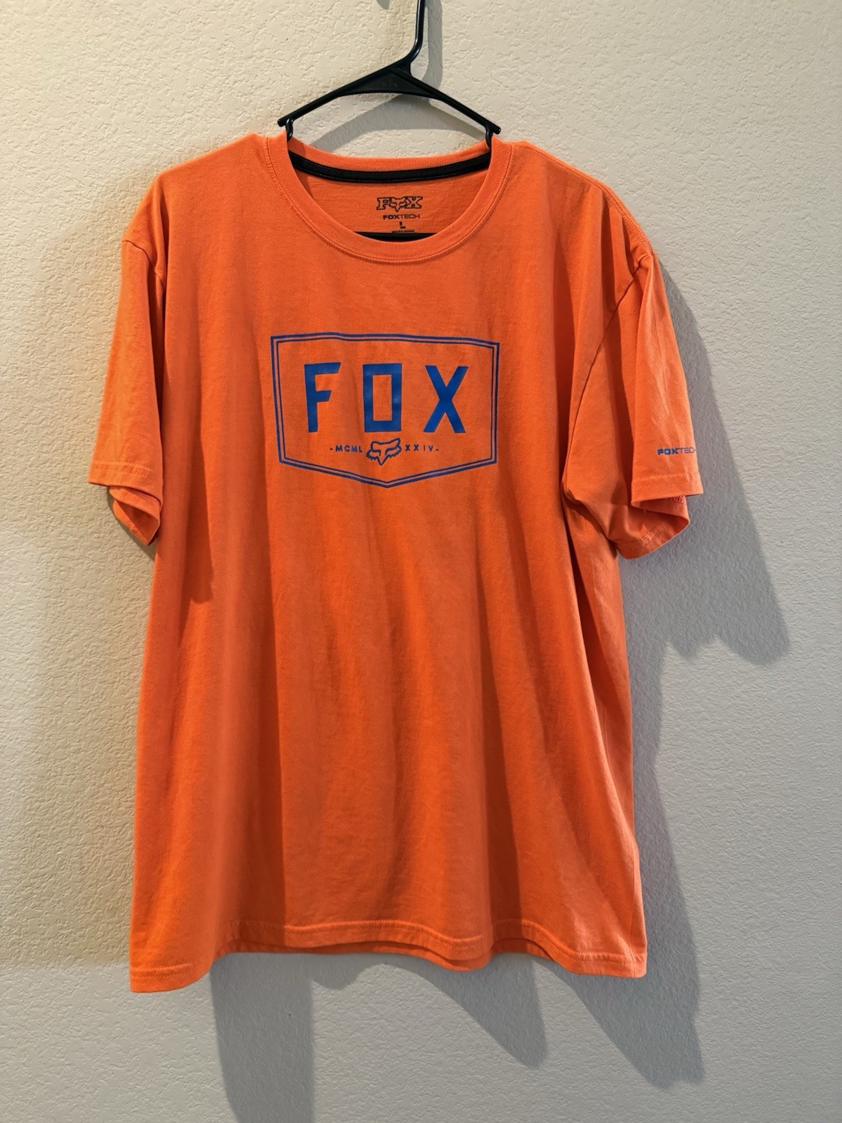 Fox FOXTECH Men's Orange Graphic Logo Crew Neck Short Sleeve T-Shirt L