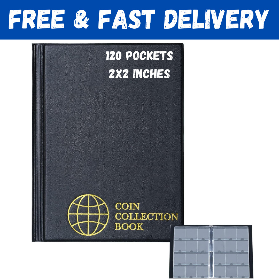 Coin Flip Holder Albums - 120 Pockets 2X2 Inches Coin Storage Books for Coin