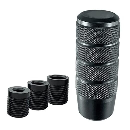 Shifter Knob, 3.78" Aluminum Weighted Car Gear Black 3.78"-(3 Adapters) Black