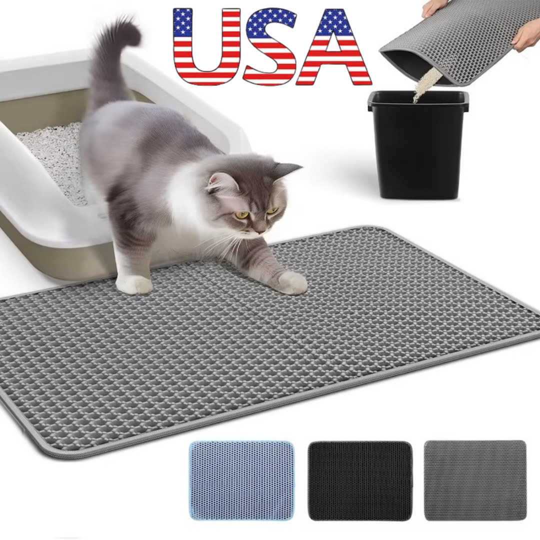 Cat Litter Mat Double Layer Waterproof Urine Proof Litter Trapper Pad 30-60cm