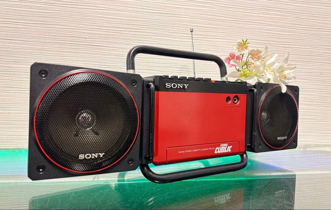 SONY CFS-700 Red CubiC Boombox Radio Cassette Working Serviced Retro Japan JP