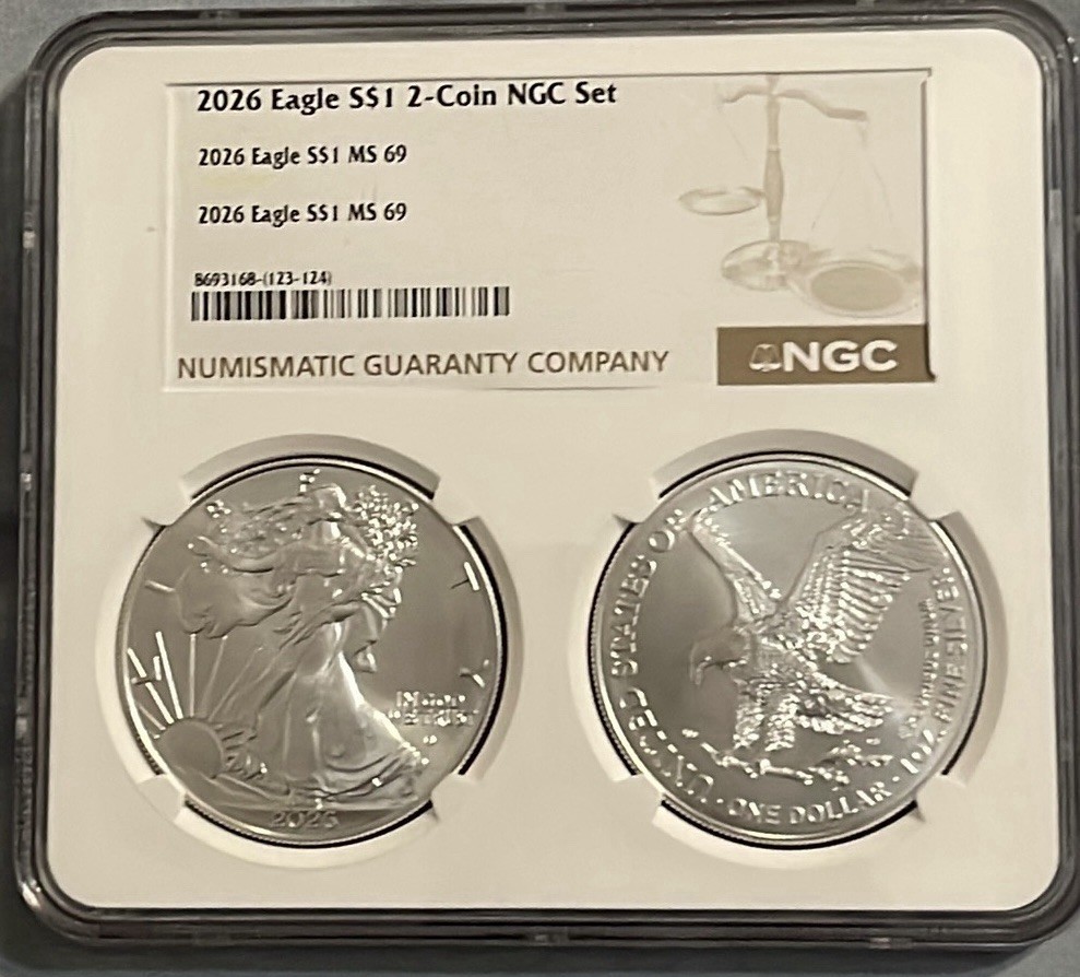 2026 American Silver Eagle 2 Coin Special Set  2 Oz Silver NGC GRADED  Ms 69