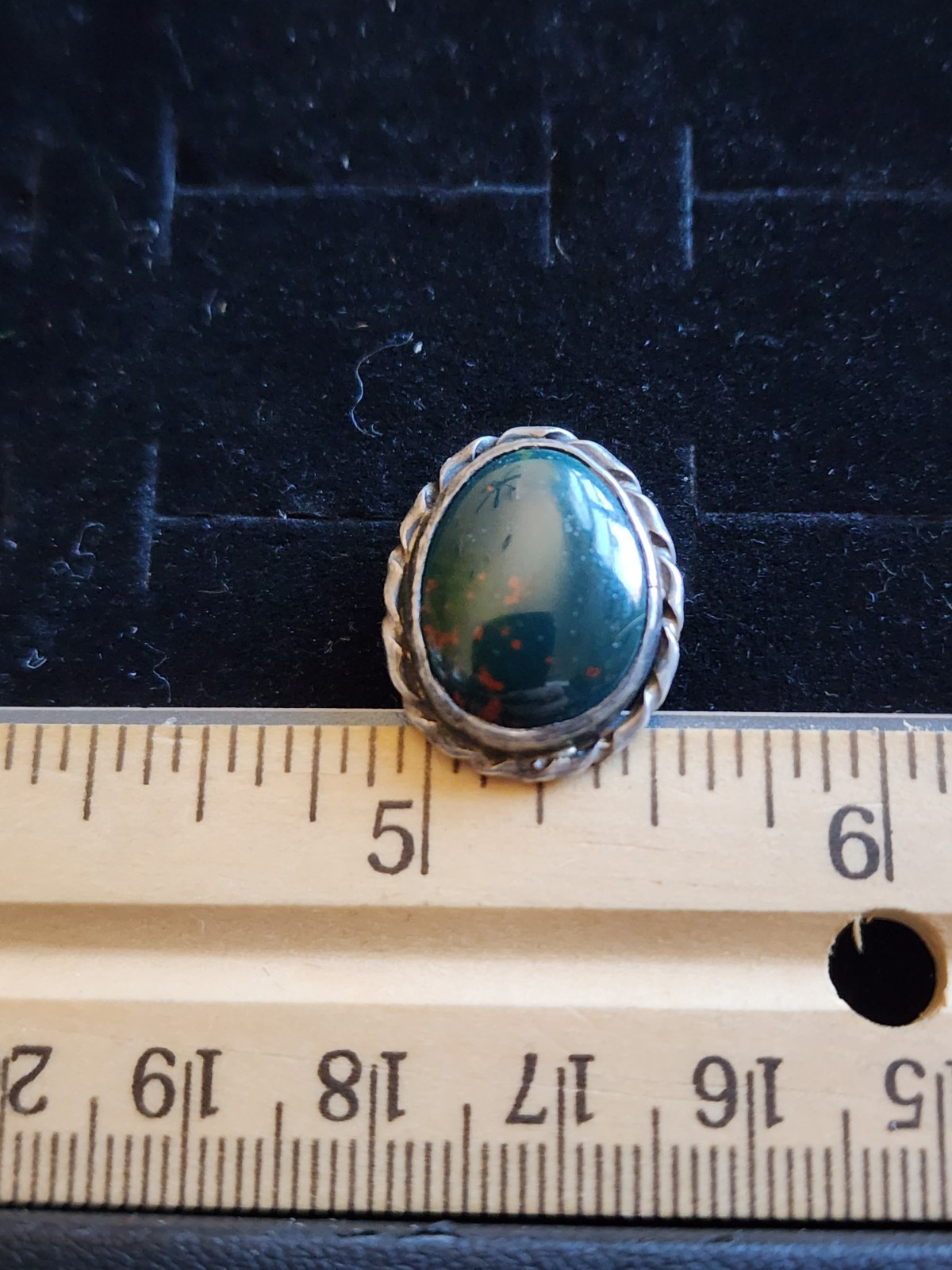 Vintage Sterling Silver Blood Jasper Chalcedony Brooch Pin Marked/Tested+