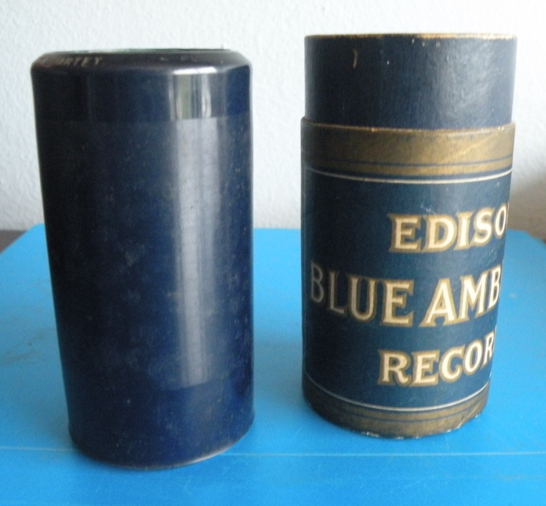 Edison Blue Amberol Record Cylinder Tube Thomas Edison Portrait Antique C5