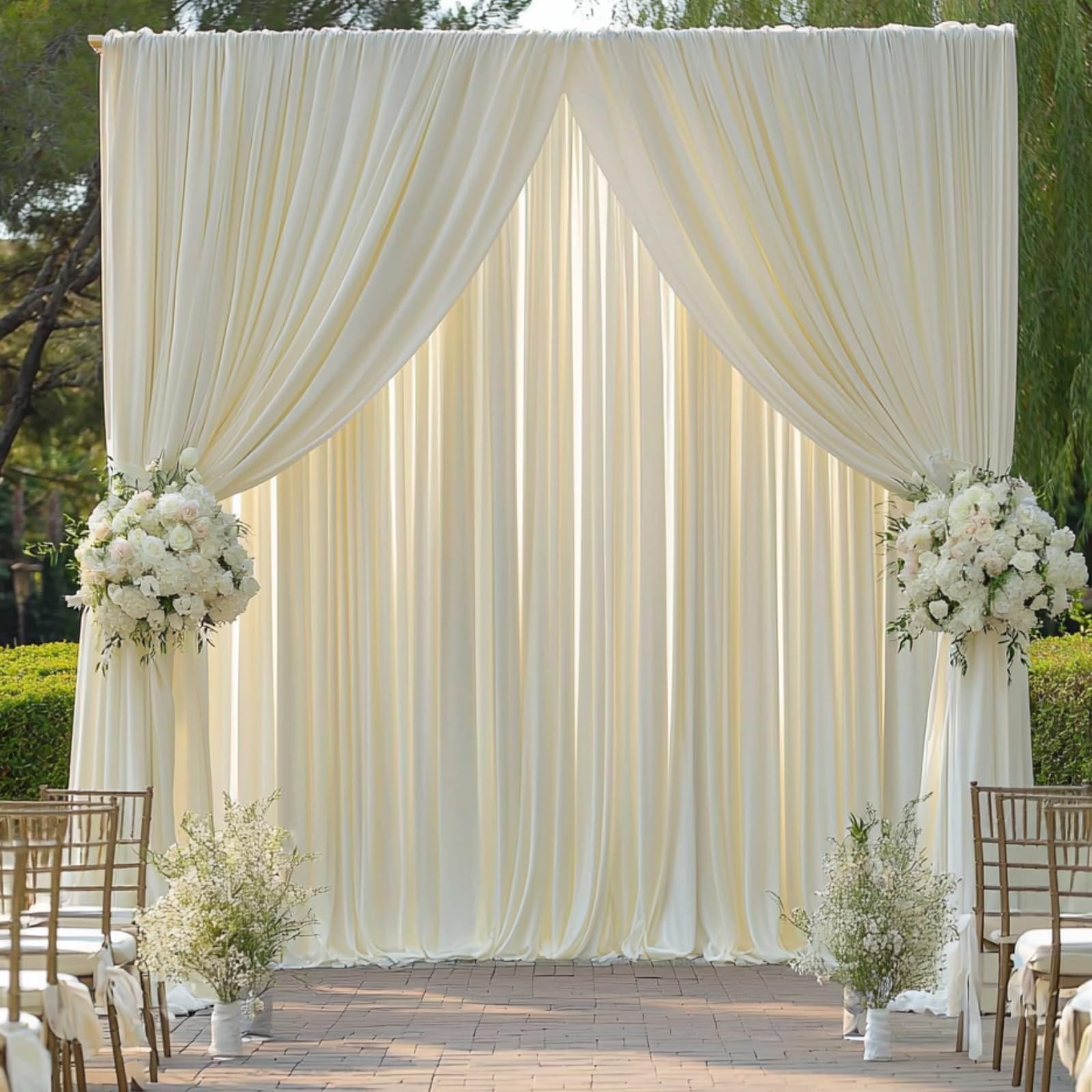 10ftx12ft Ivory Backdrop Curtains for Wedding-Wrinkle Free Backdrops Curtain ...