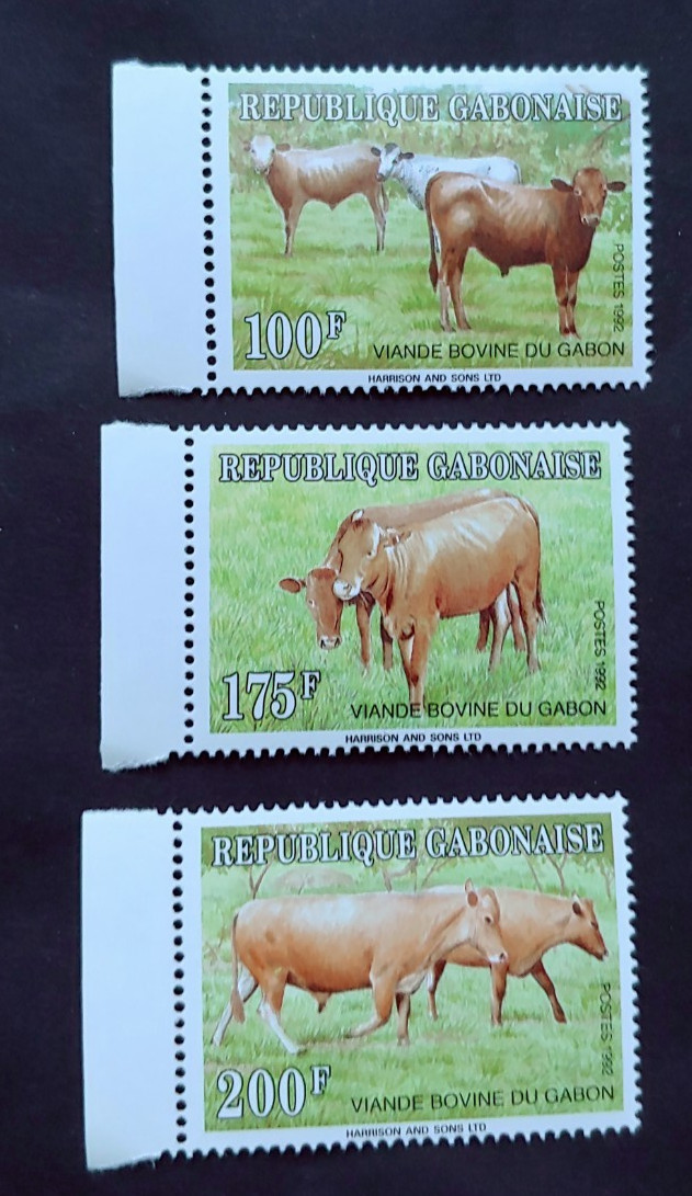 1992 CATTLE WILDLIFE SET VF MNH GABON GABONAISE (STMO)