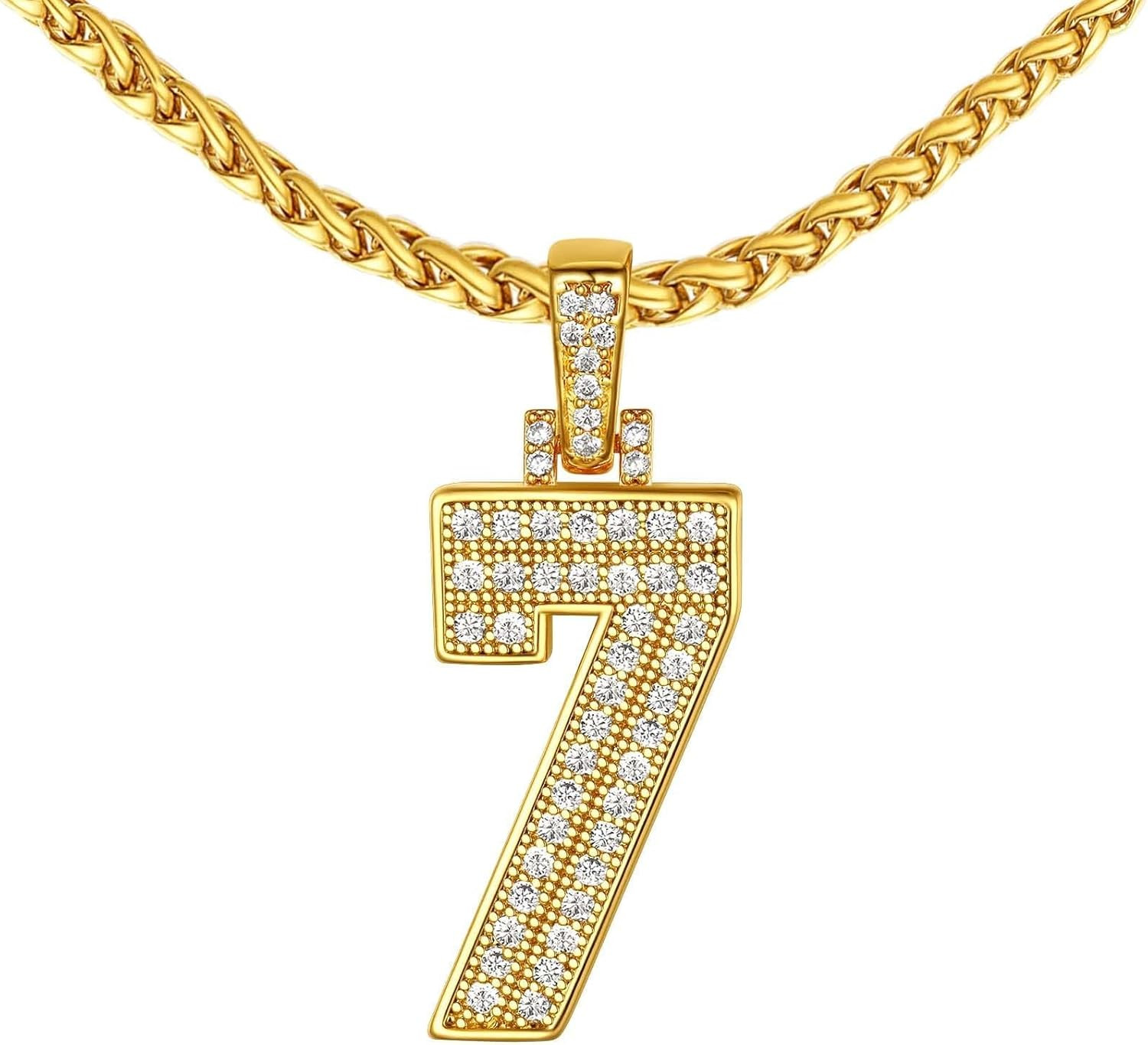 Bling Number Necklace Baseball Chain 14K Gold Plated Sports Football Pendant Hip