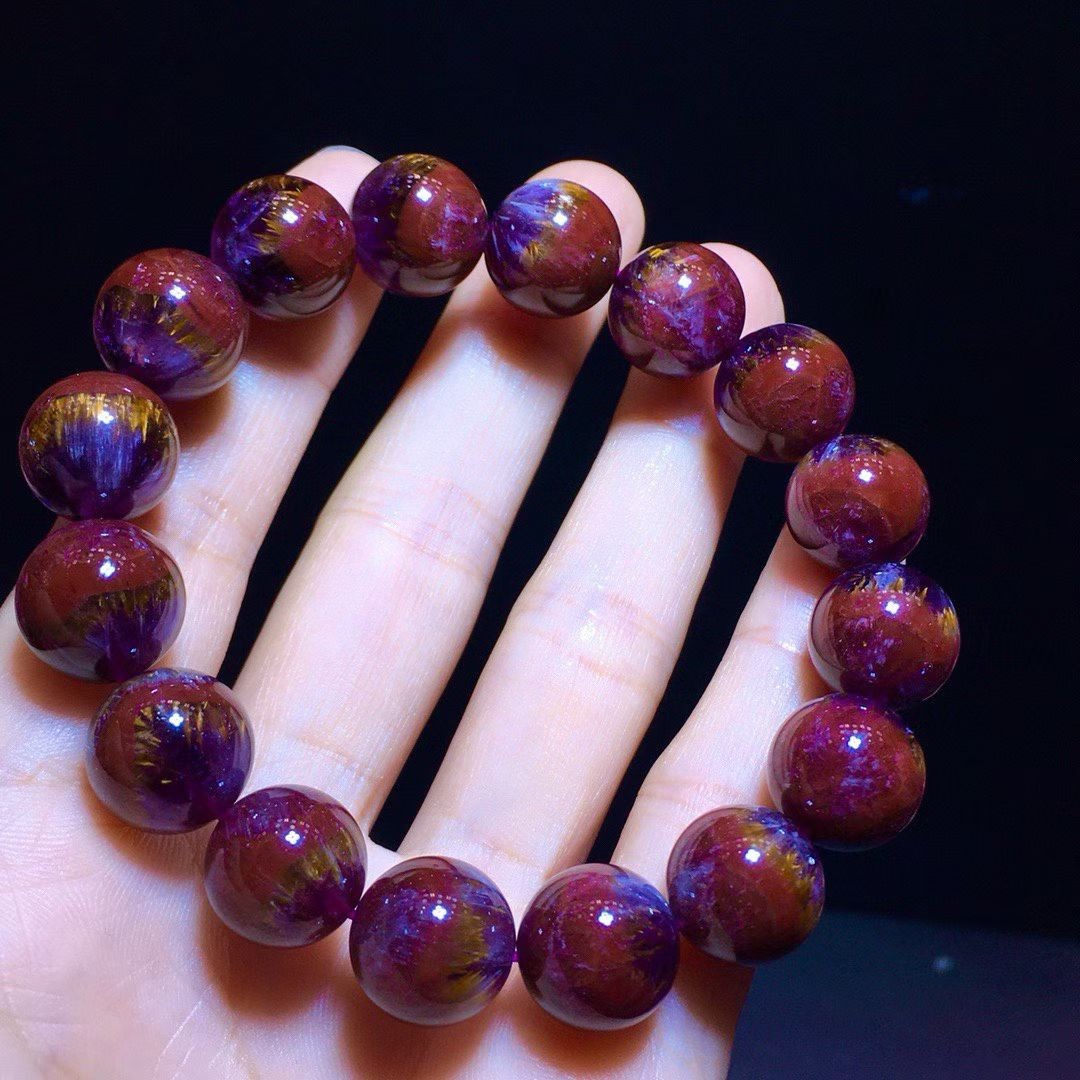 13.3MM Natural Aurora 23 Rutilated quartz crystal bracelet sky-eye Gems