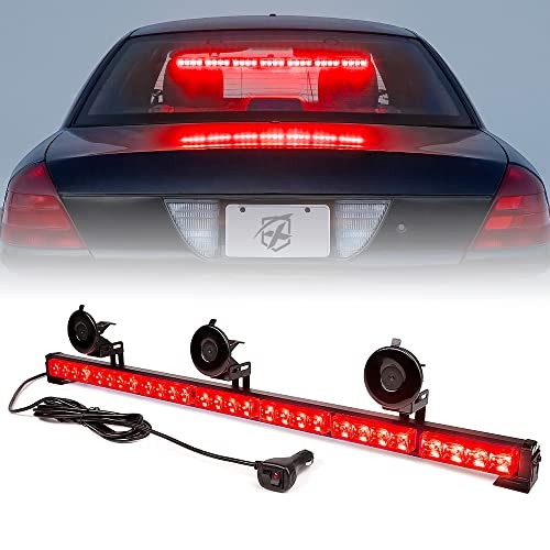  31.5 Inch LED Traffic Advisor Strobe Light Bar, 21 Flashing Patterns Red