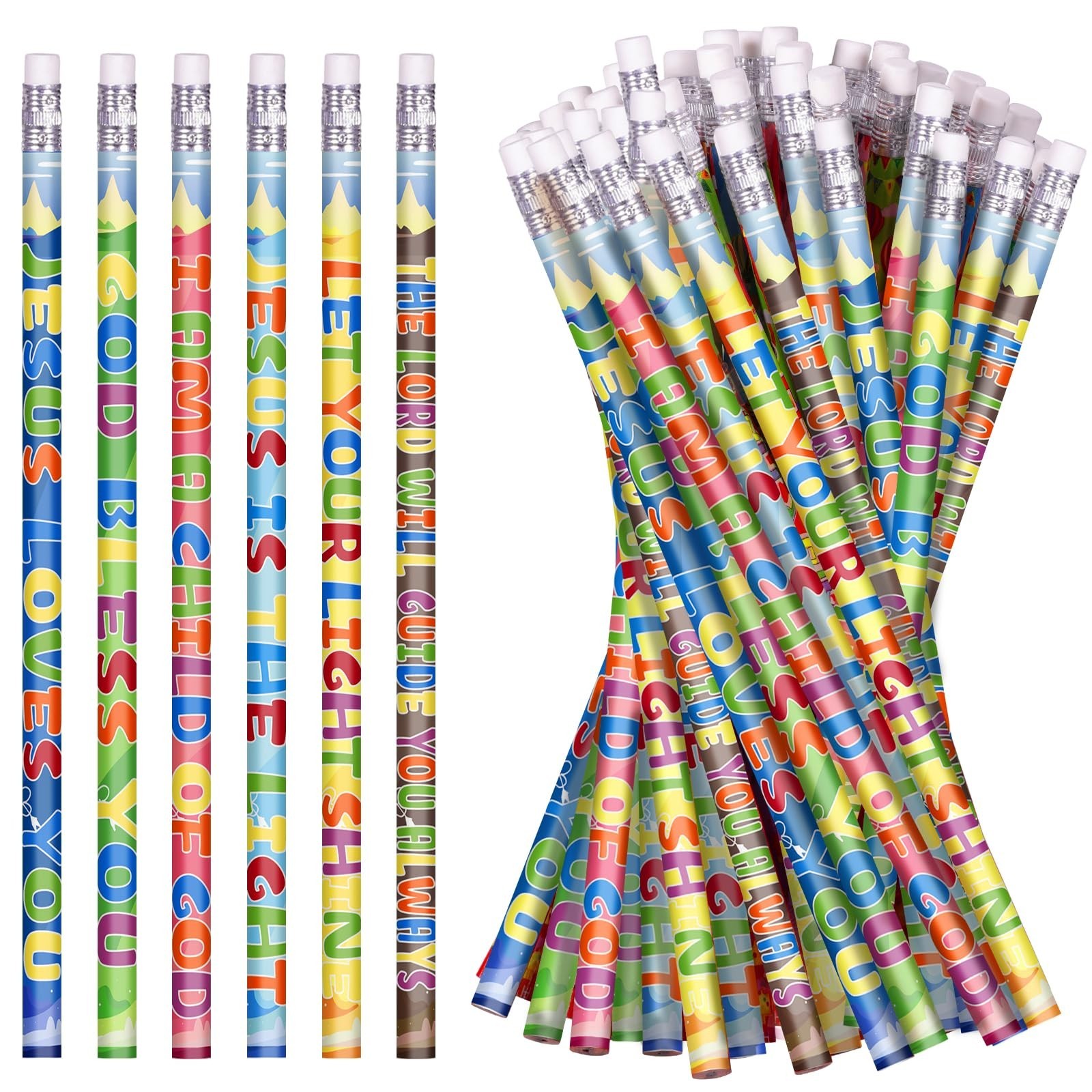 48 Pieces Christian Pencils Bible Verses Pencils with Inspirational Scripture...