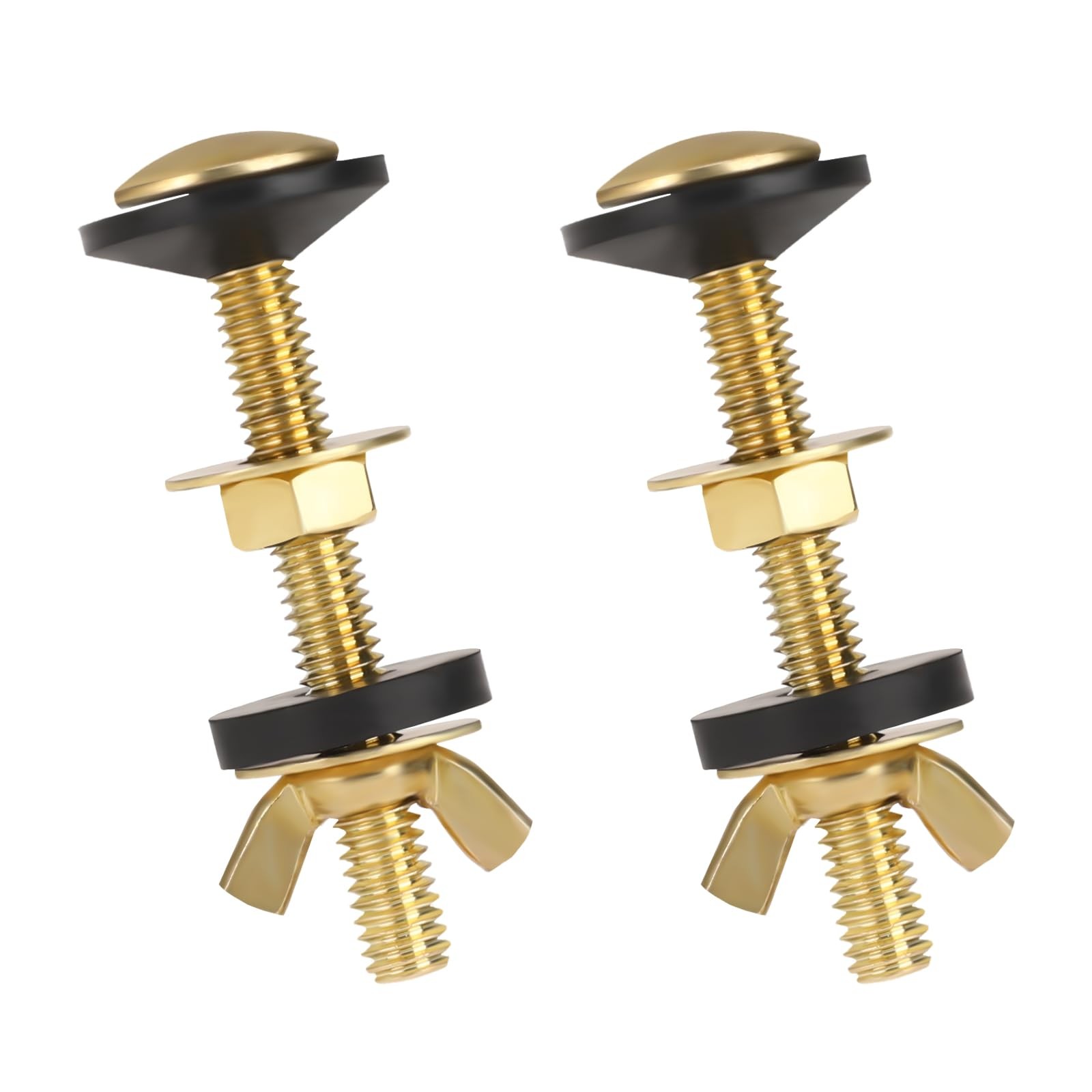 2Pcs Toliet Bolts Universal Toilet Tank to Bowl 5.91x3.94x0.75, Gold 