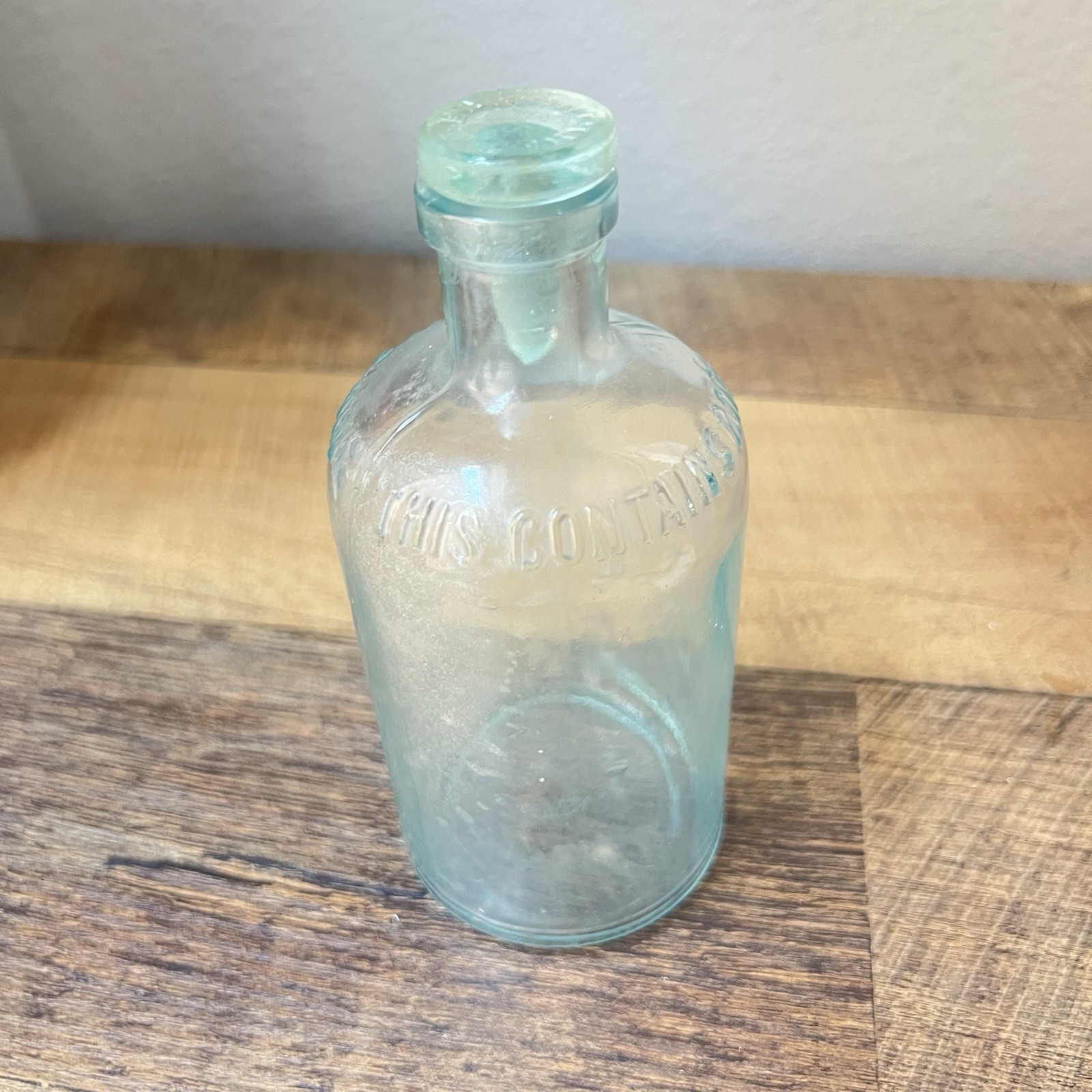 Vintage Aqua Glass Embossed Bottle Mrs. Stewart's Bluing