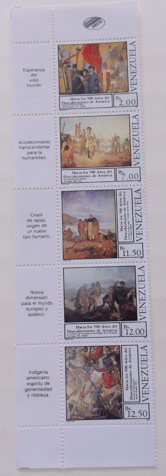 Venezuela Stamp 1395 MNH Full Set Art Topical Cat $12.00