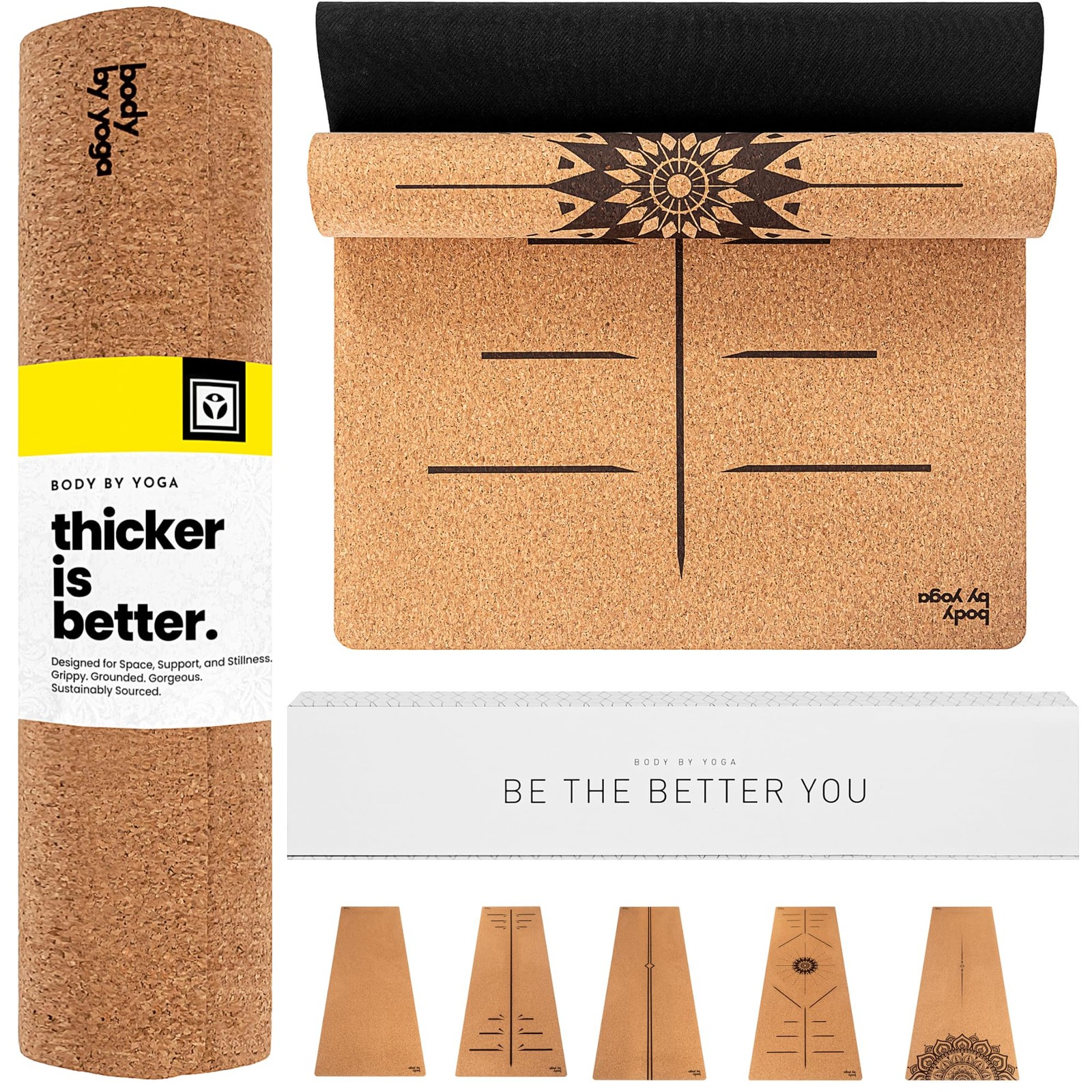 Yoga Mat Extra Thick 80 x 26 6.5mm Luxury Cork Slip Grip. Thicker Longer Wider