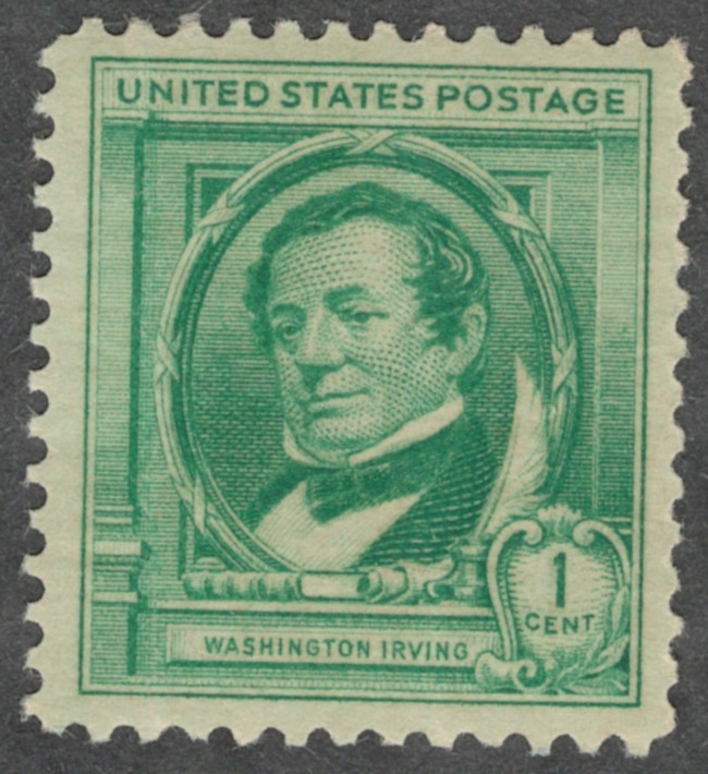 US. 859. 1c. Washington Irving, American Author.  MNH. 1940.