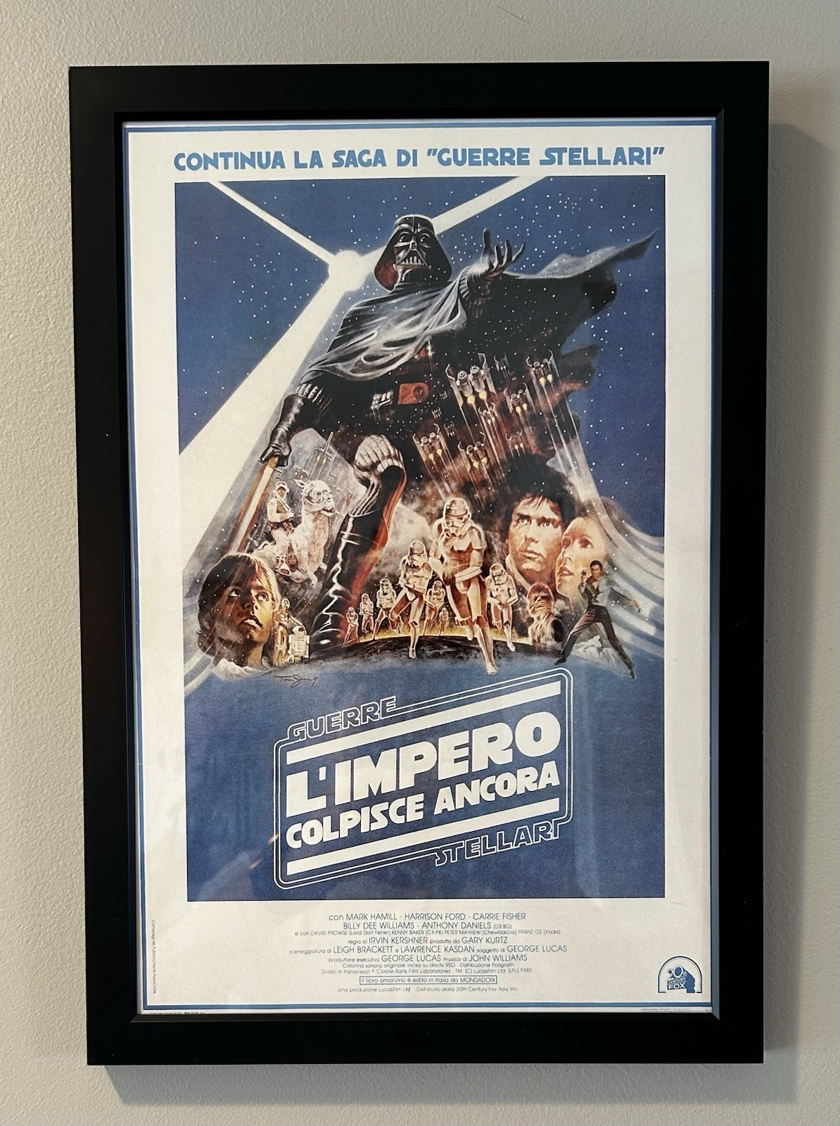 Star Wars Italian Poster Reprint “L’Impero Colpisce Ancora” Framed 13”x9”