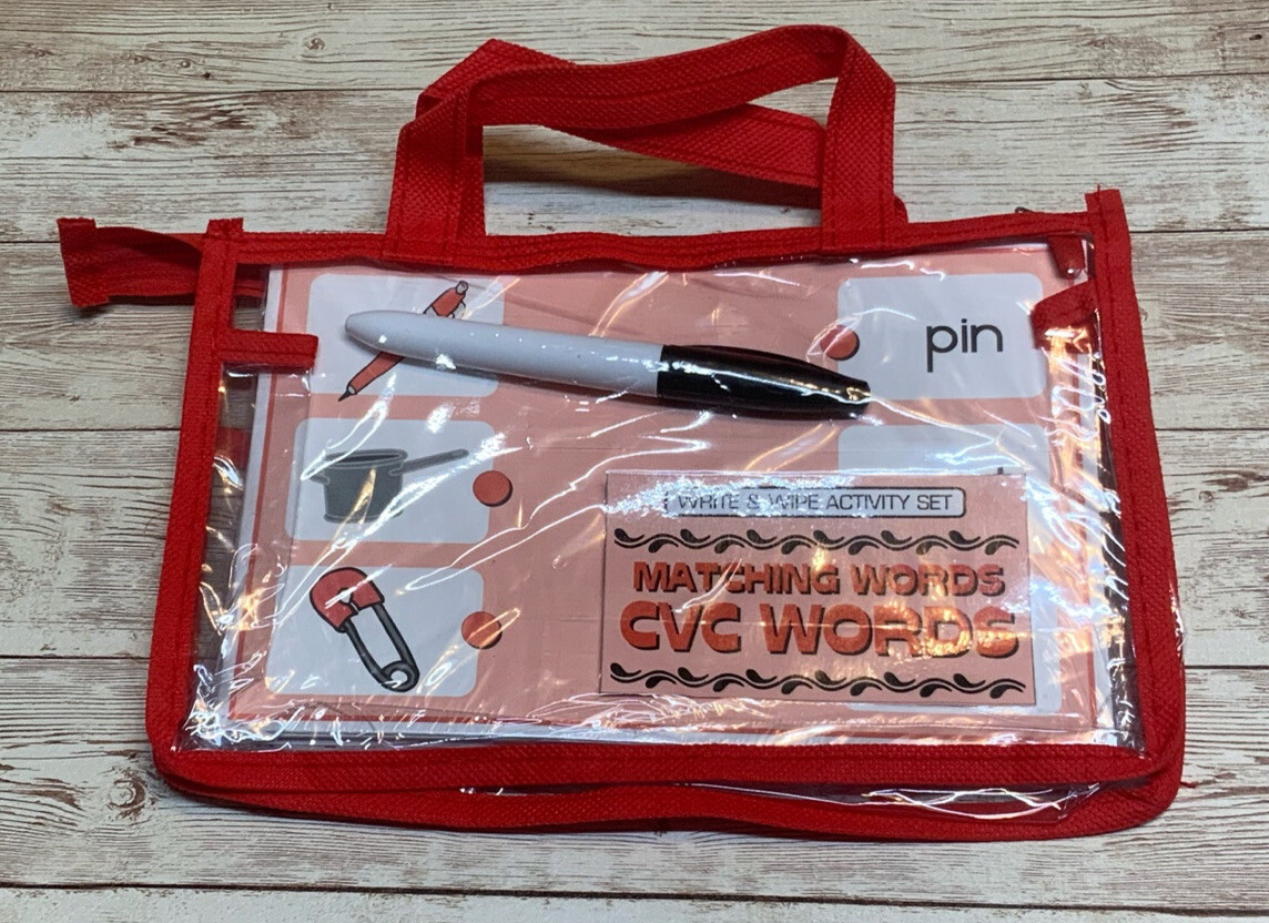 Write & Wipe Activity Set - Matching Words CVC Words - Learning Center