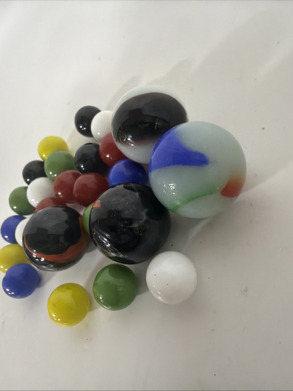 Vintage MIB Glass Marble Lot 26 Mixed Colors Opaque Toy Marbles 4 Shooters 22