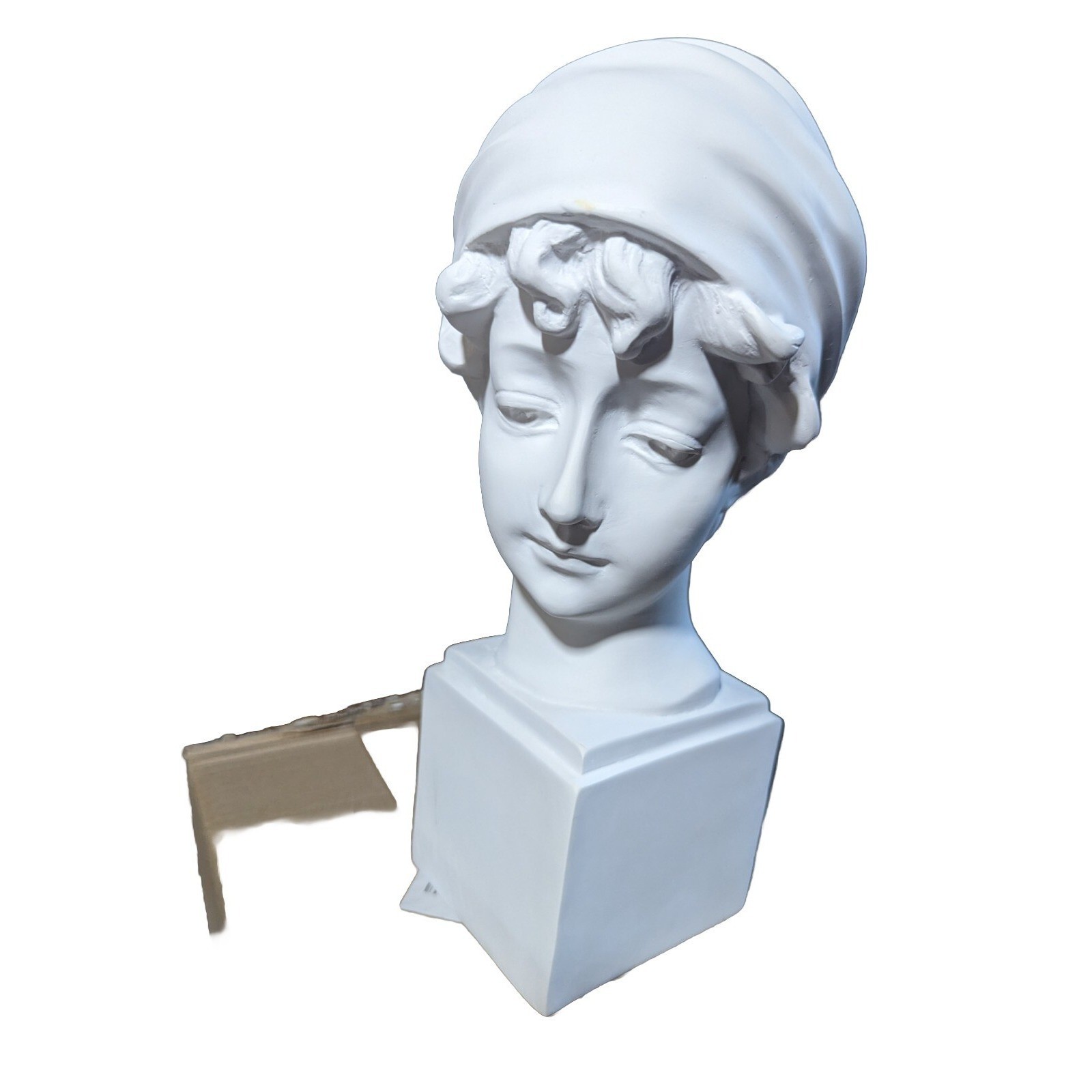 Imitation Plaster Statue Head sculpture Girl scarf Art unused open box