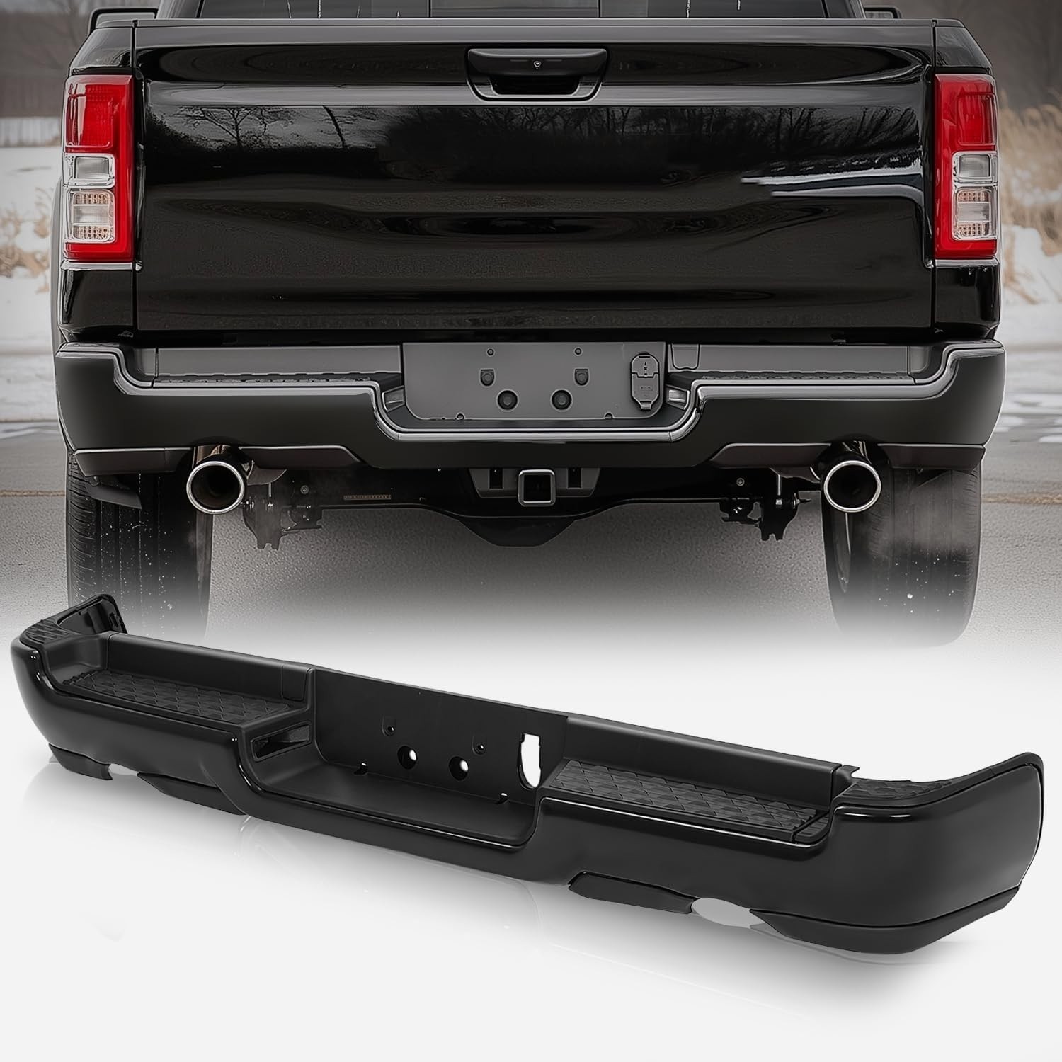 Rear Step Bumper Assembly Replacement with 2019-2024 Ram 1500 CH1103163 Primered