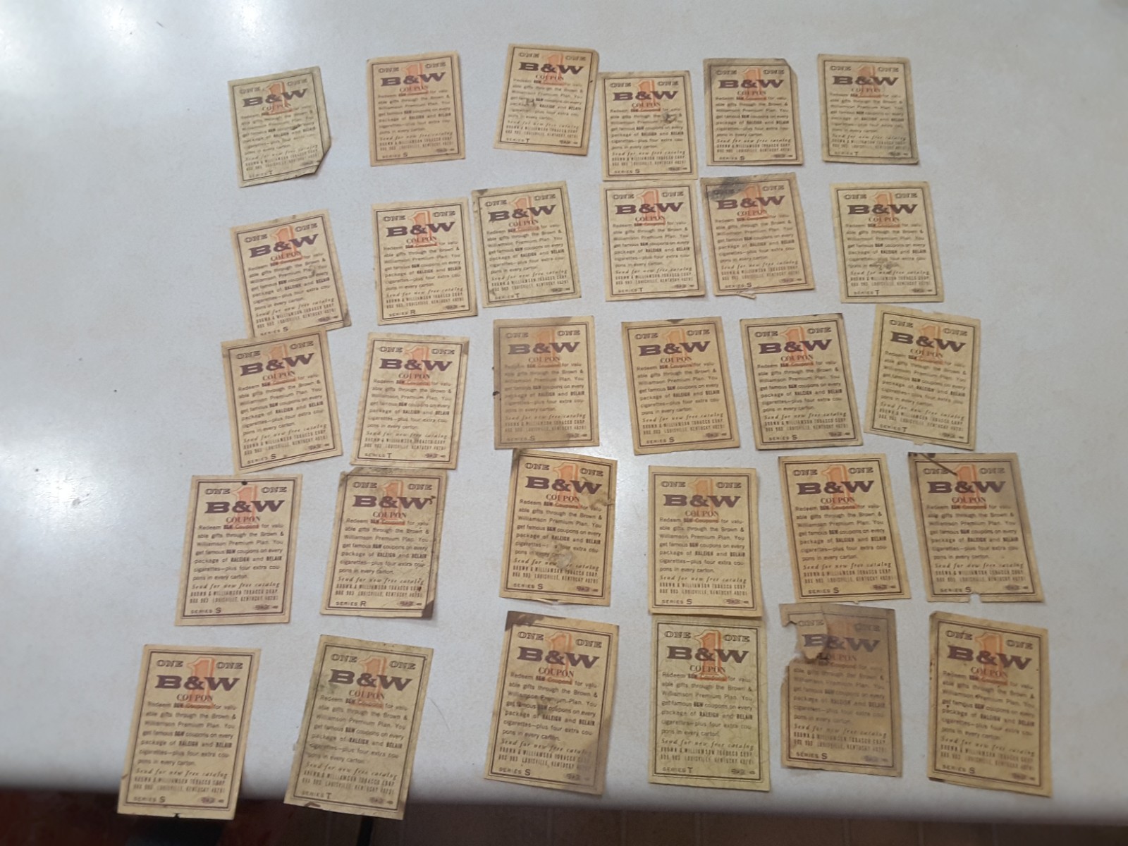 B&W coupons series R,S,T   qty of 30