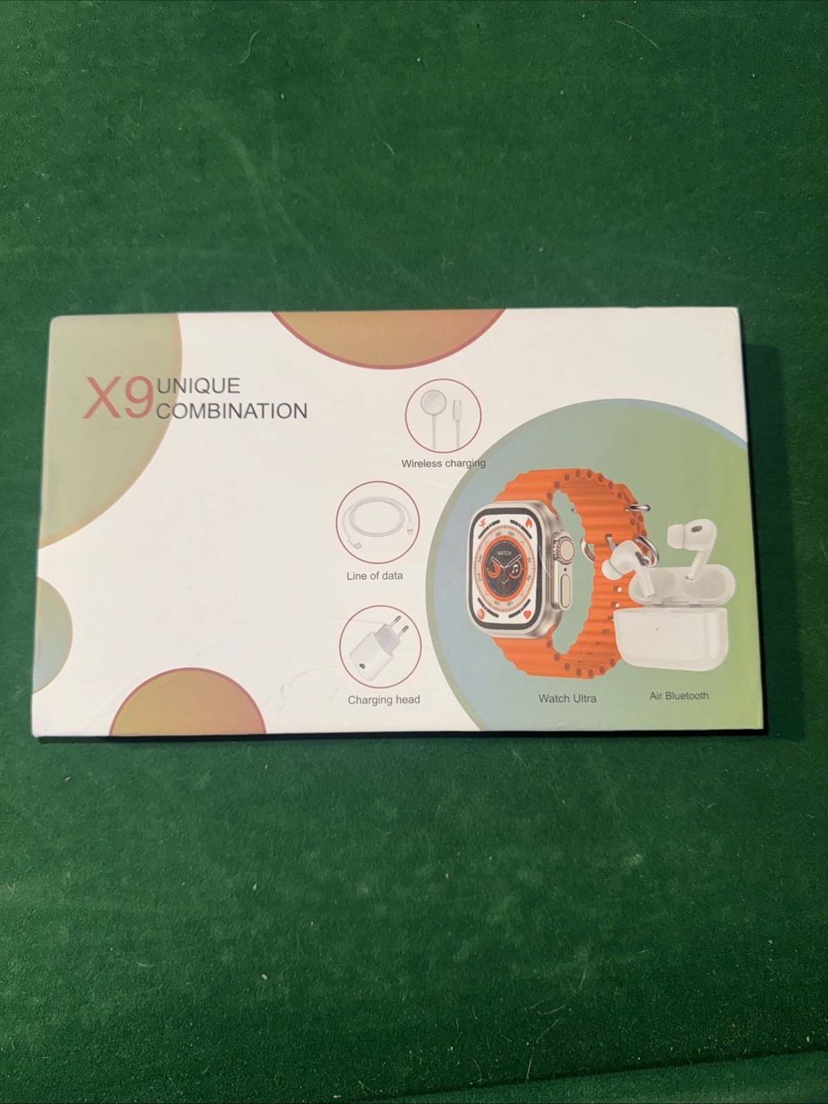 X9 Combination Smart Watch Orange Band Wireless Charging Bluetooth Android iOS