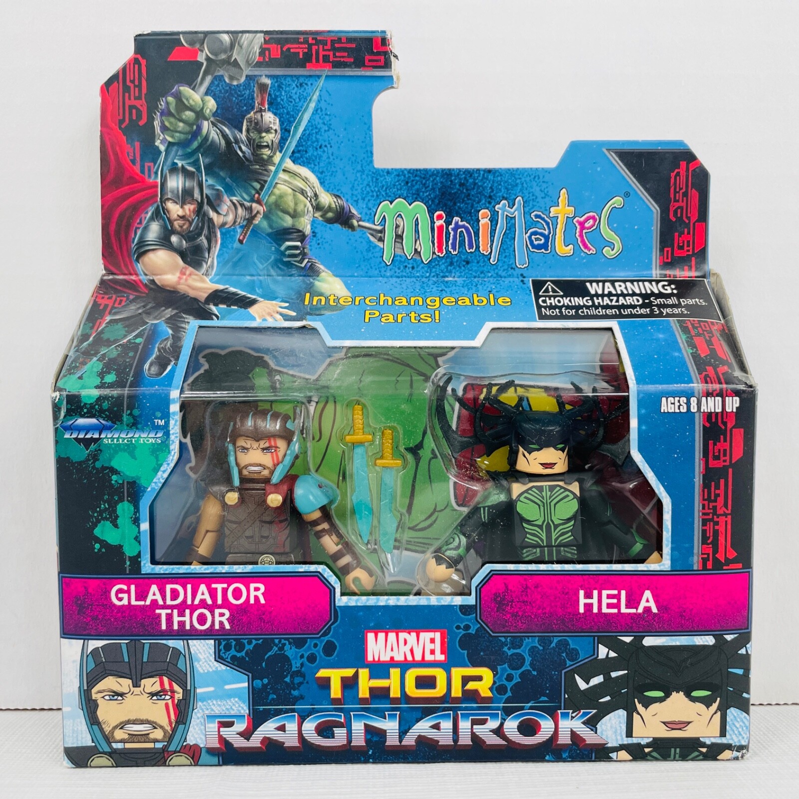 MiniMates Marvel Thor Ragnarok Gladiator Thor & Hela Mini Figures NEW Sealed