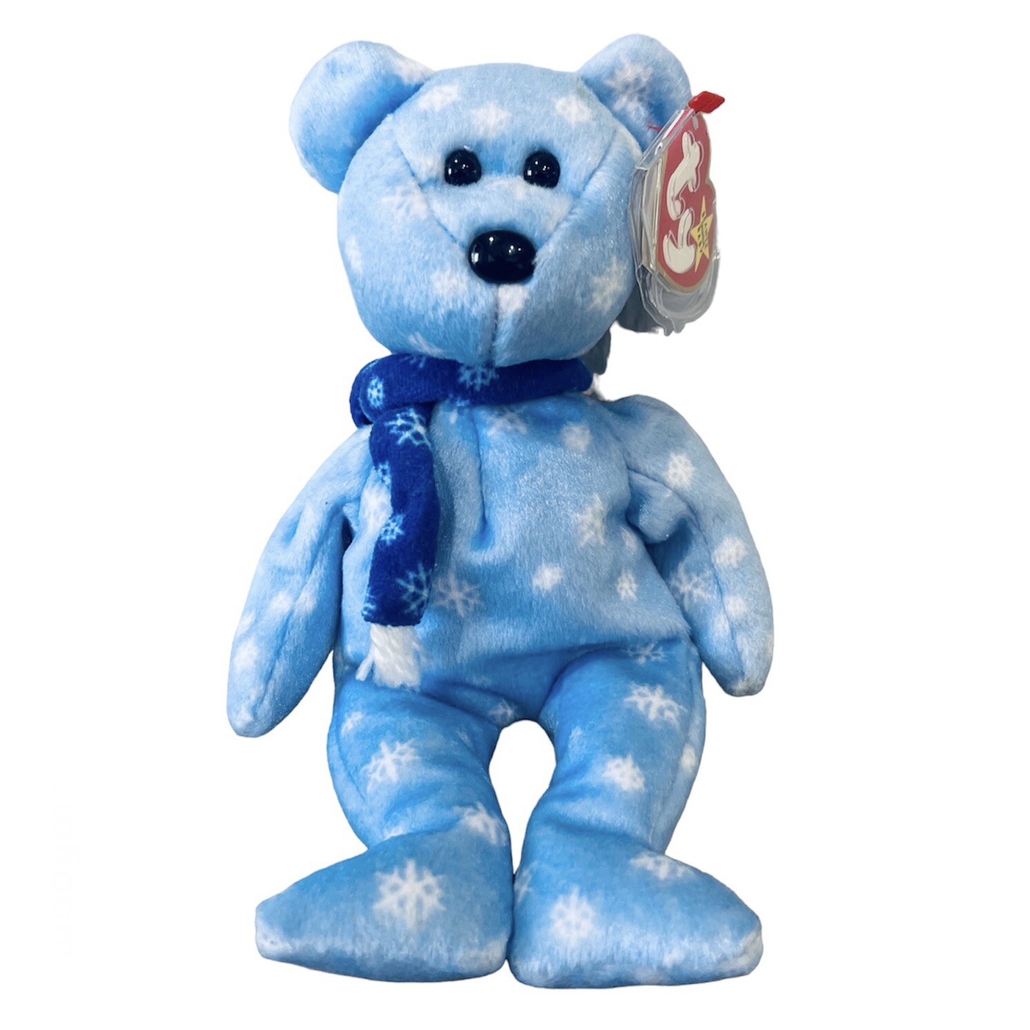 Vintage Ty Holiday Teddy Bear Plush Christmas Snowflake Beanie Babies Toy Blue