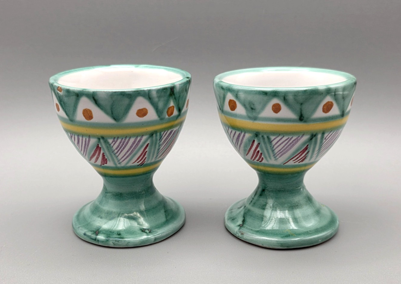 Hand Painted Terra Cotta Egg Cups Set of 2