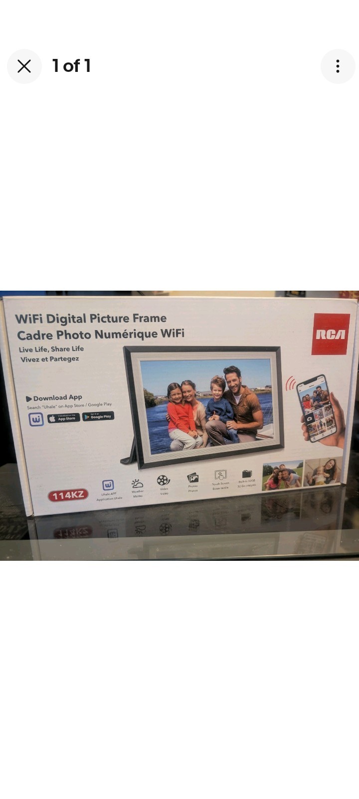 RCA 10.1 ” WiFi Digital Picture Frame 114KZ - 32GB Storage - Touch Screen