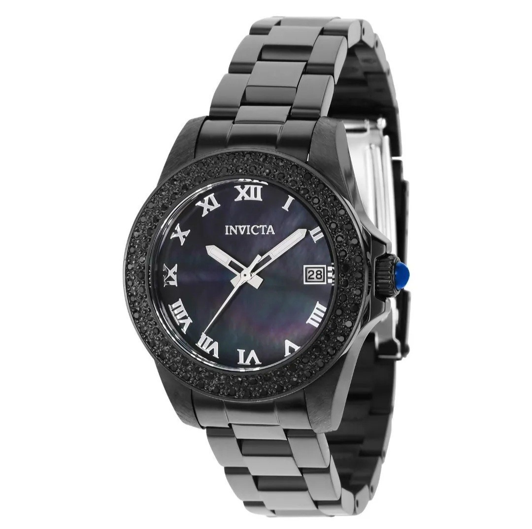 Invicta Angel Women's Watch w/ Mother of Pearl Dial 34mm All Black 37414