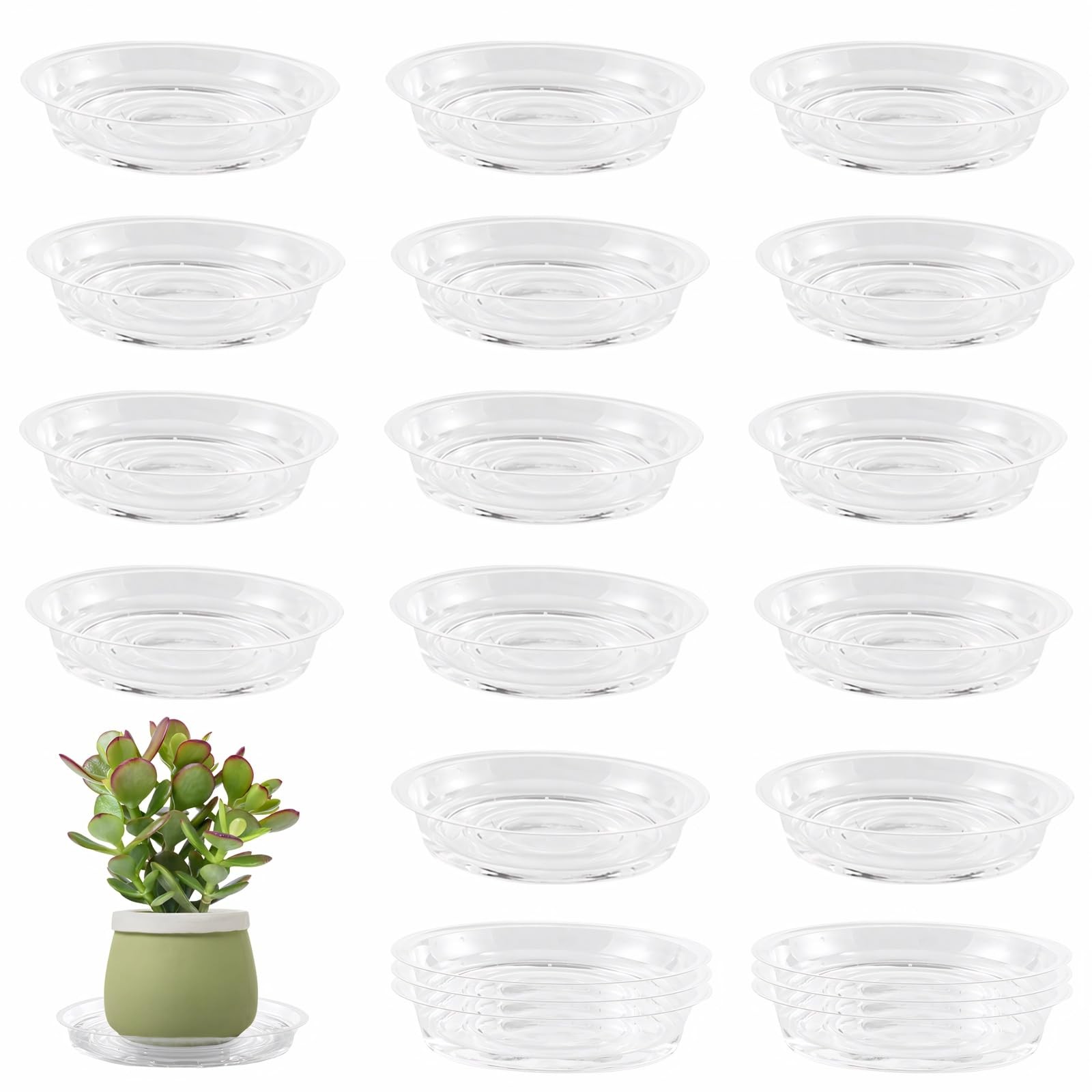 UltraOutlet 20 Pack 6 Inch Plant Saucers Clear Plastic 6 inch: 20 pcs, 
