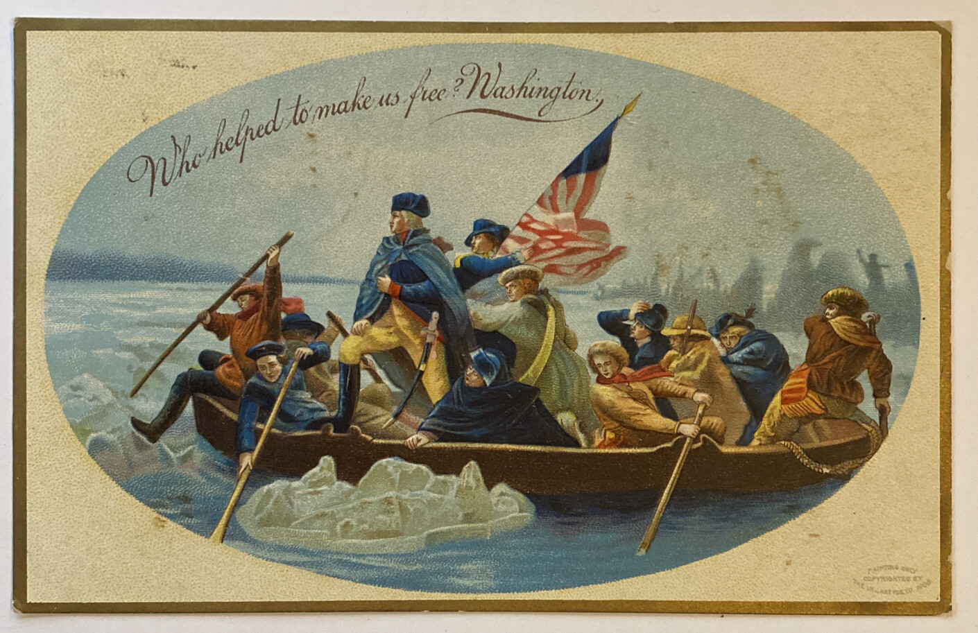 Vintage Postcard, C1908, Who Helped to Make Us Free? Washington, Embossed