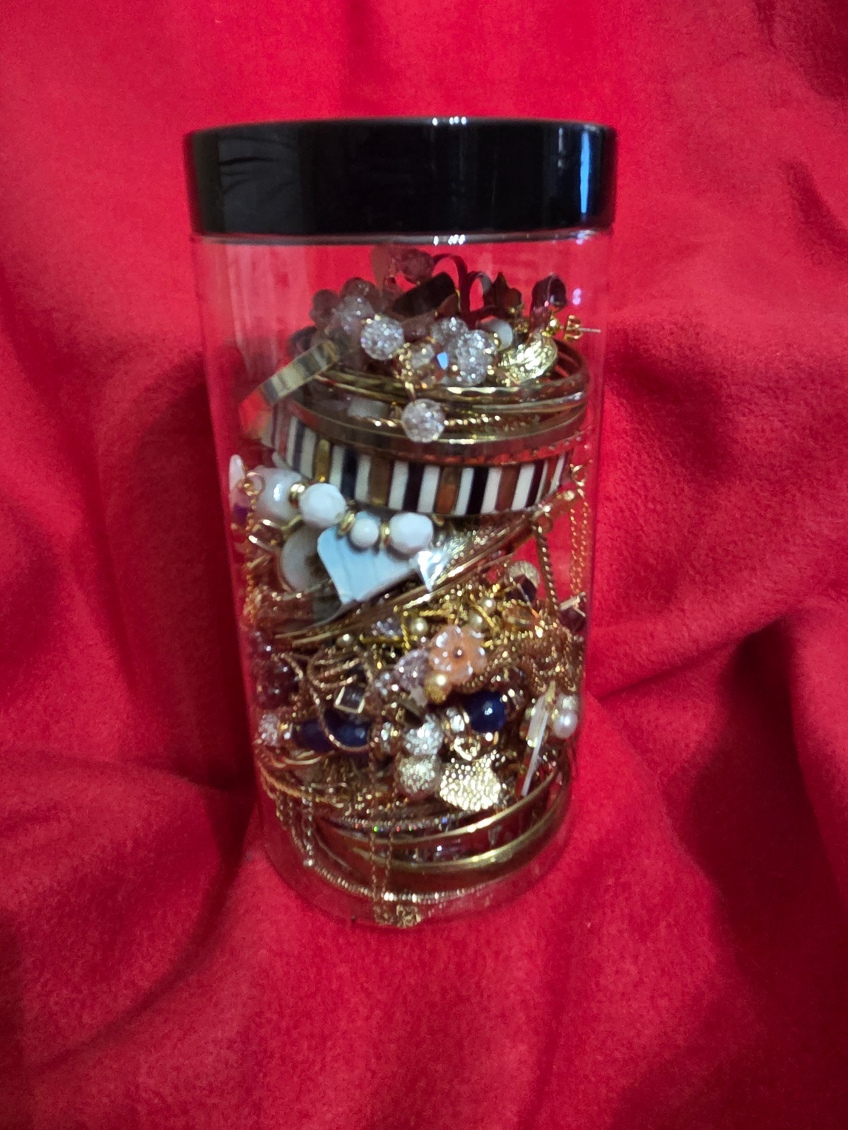 Mystery Jewelry Jar - Gold Toned Jewelry  32oz Lot A5