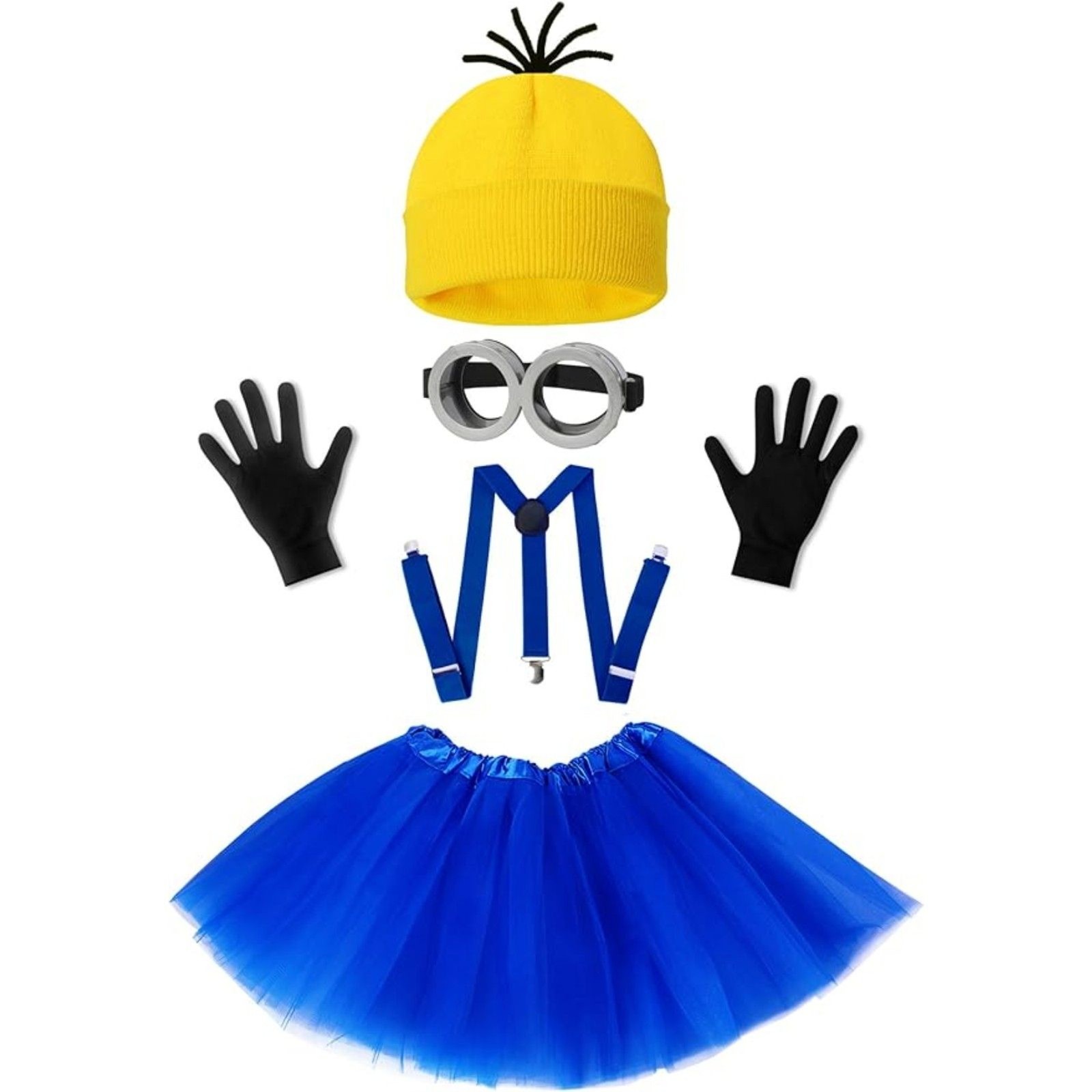 5 PCS Halloween Costume for Kids Girls,Goggles/Beanie/Tutu Skirt/Suspenders/Etc