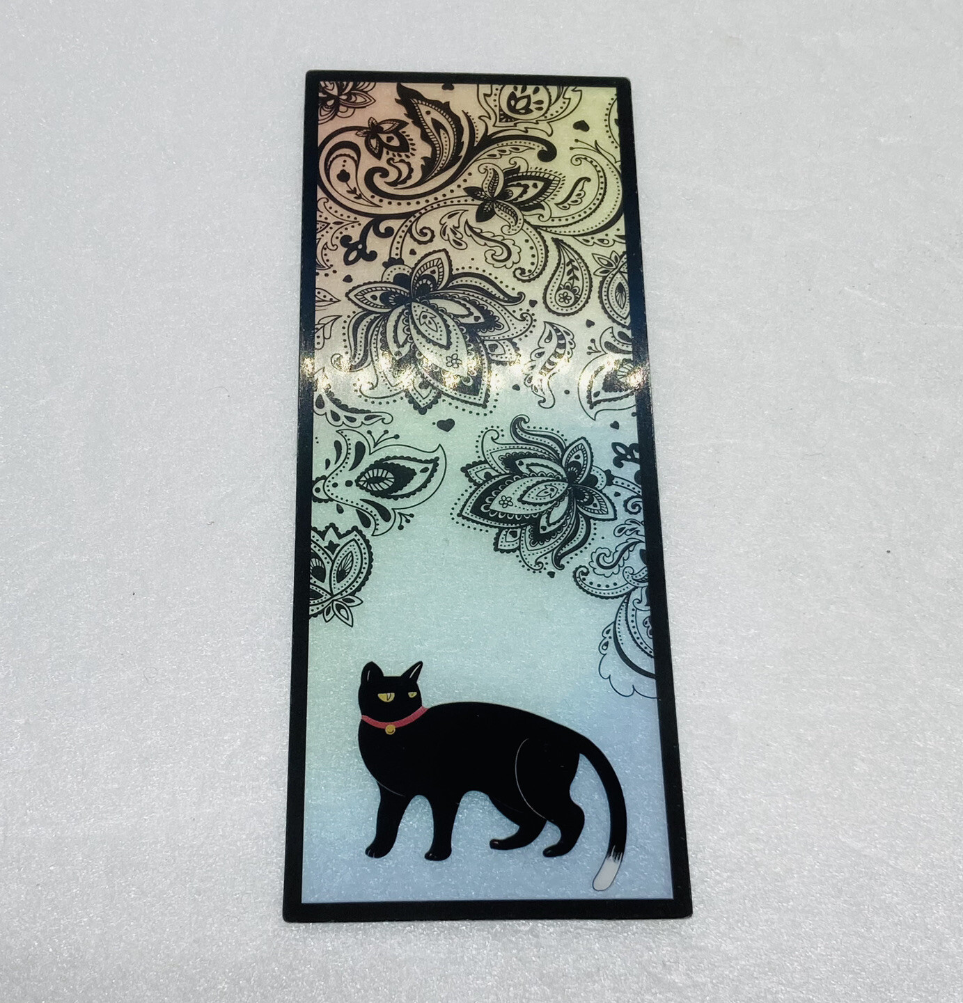 Cute Black Cat Decorative Floral Art Bookmark Transparent Kids Reading Fun p2