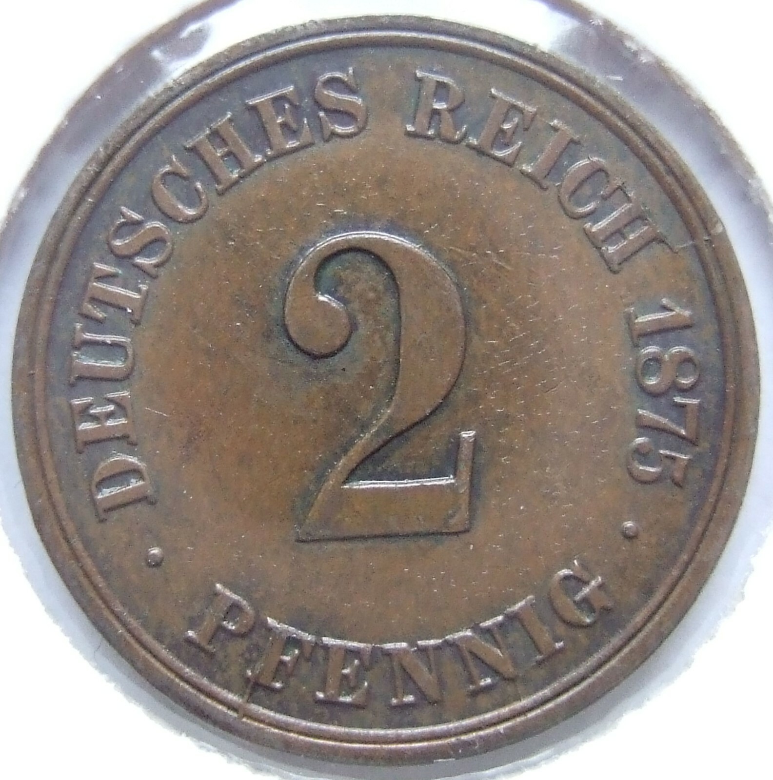 Coin German Empire 2 Pfennig 1875 A in UNC
