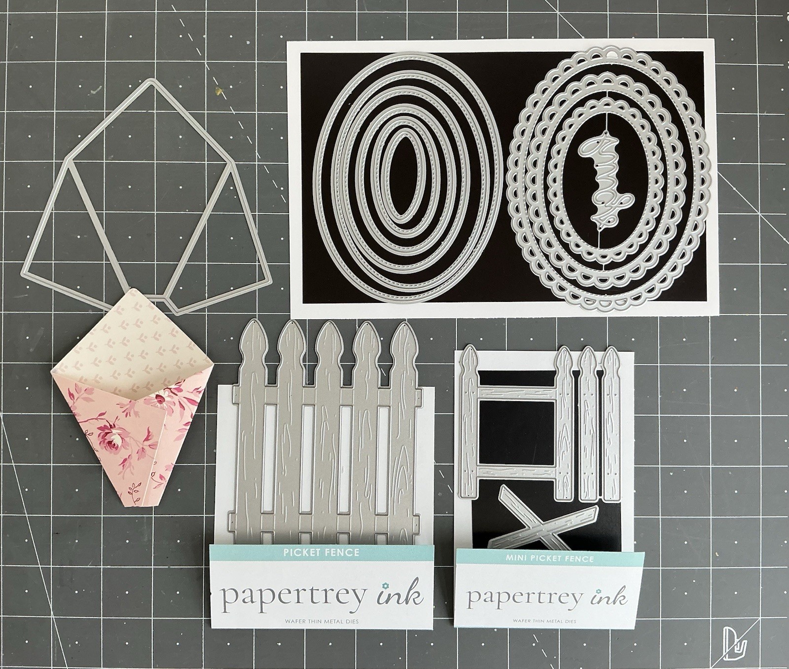 Mixed Brand Die Bundle - Fence Dies, Nesting Oval Dies, Bouquet Holder Die