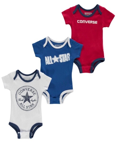 Converse All Star Baby 3 Piece Bodysuit Set For Boys 0 - 6 Months