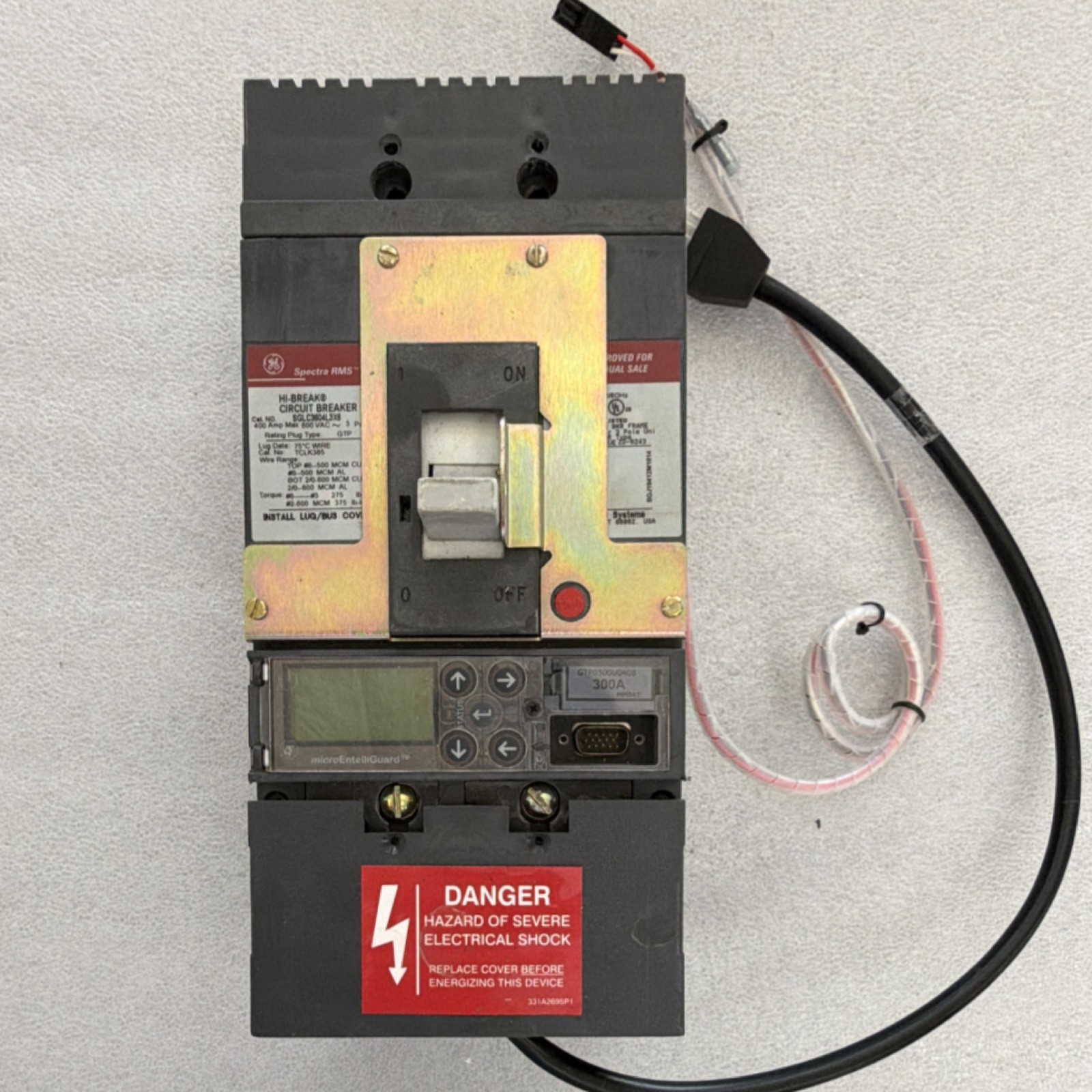 GE Spectra RMS SGLC3604L3X6 Hi-Break Circuit Breaker 400A 600VAC 3P w/Aux Switch