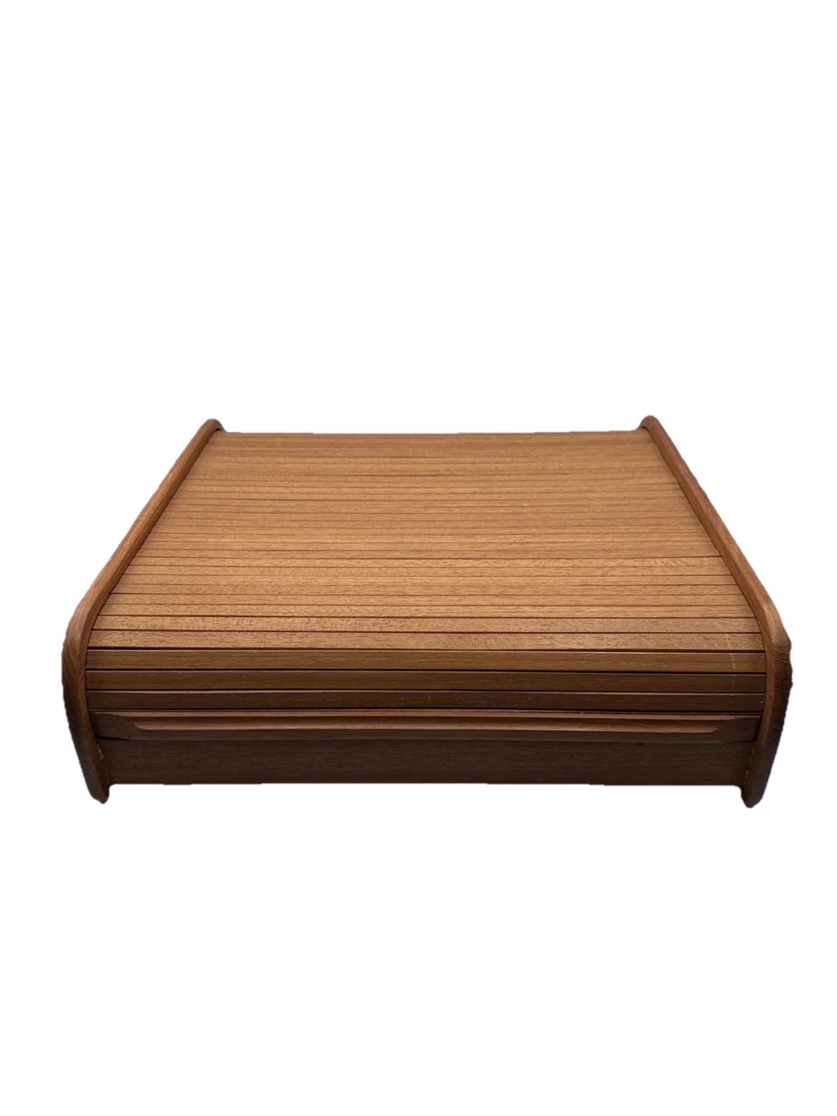 VINTAGE 19th Century Teak Wood Roll-Top Desk Organizer 15X14