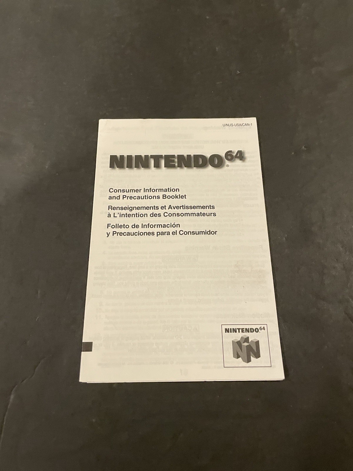 Nintendo 64 N64 Precaution Insert Only