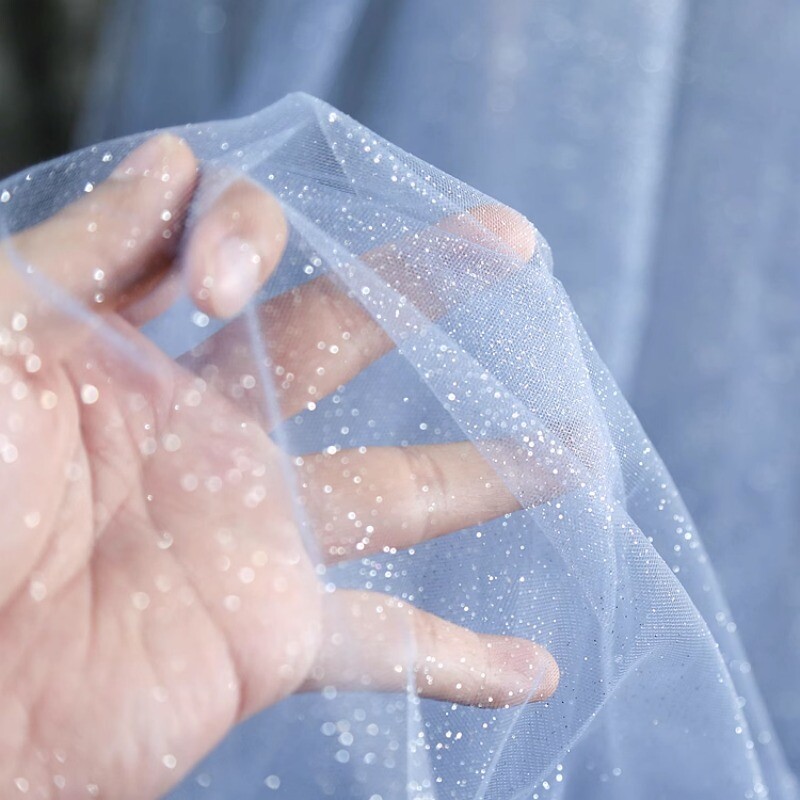 Shiny Glitter Mesh Tulle Fabric for Wedding Dress Backdrop Cloth DIY Sewing