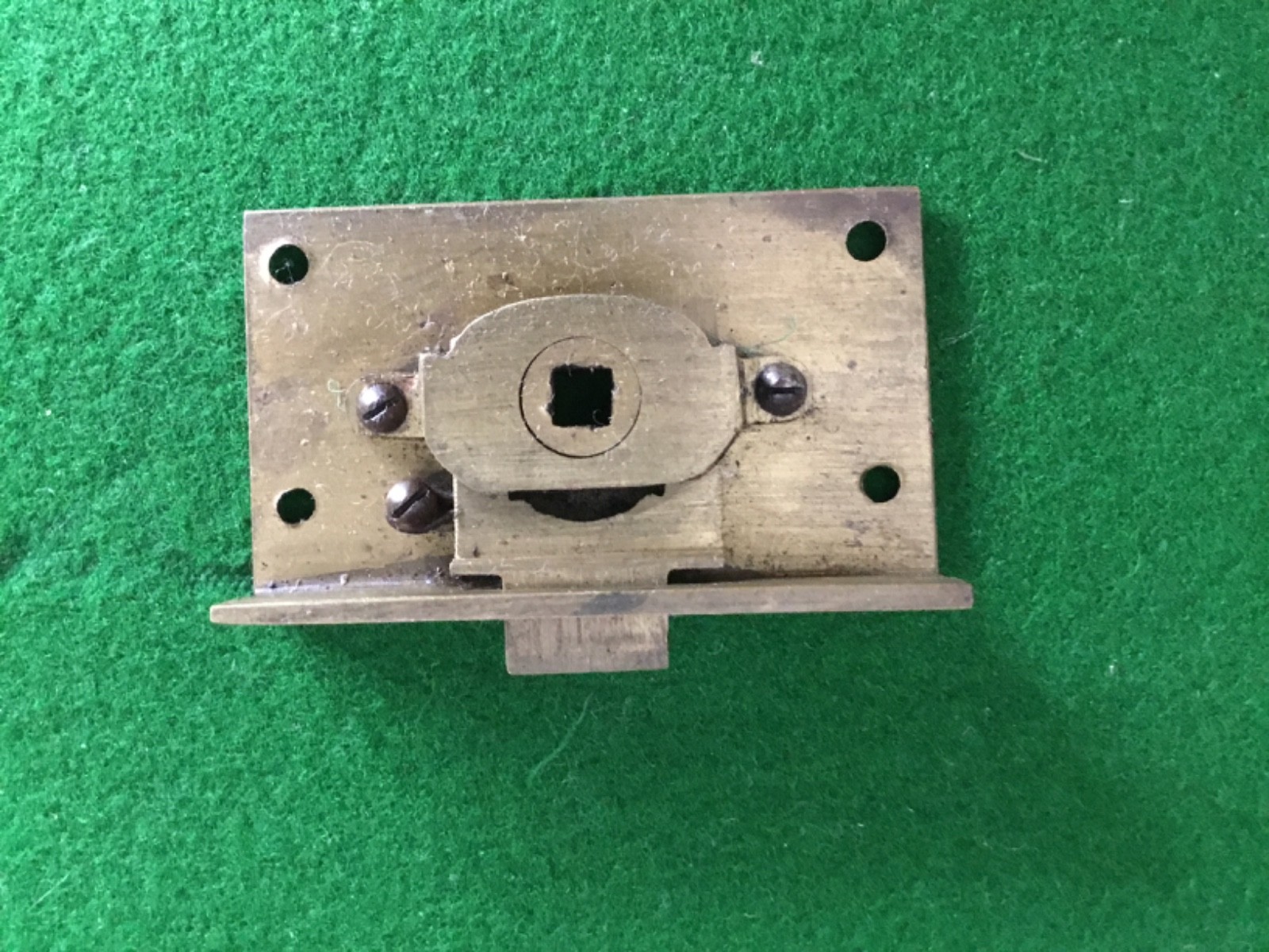 Antique / Vintage Small & Compact Recessed Brass - DRAWER or CUPBOARD DOOR LATCH