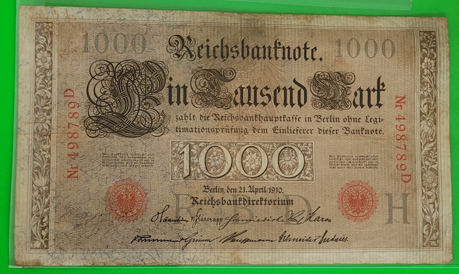1910 Germany Reichs Banknote 1000 Marks