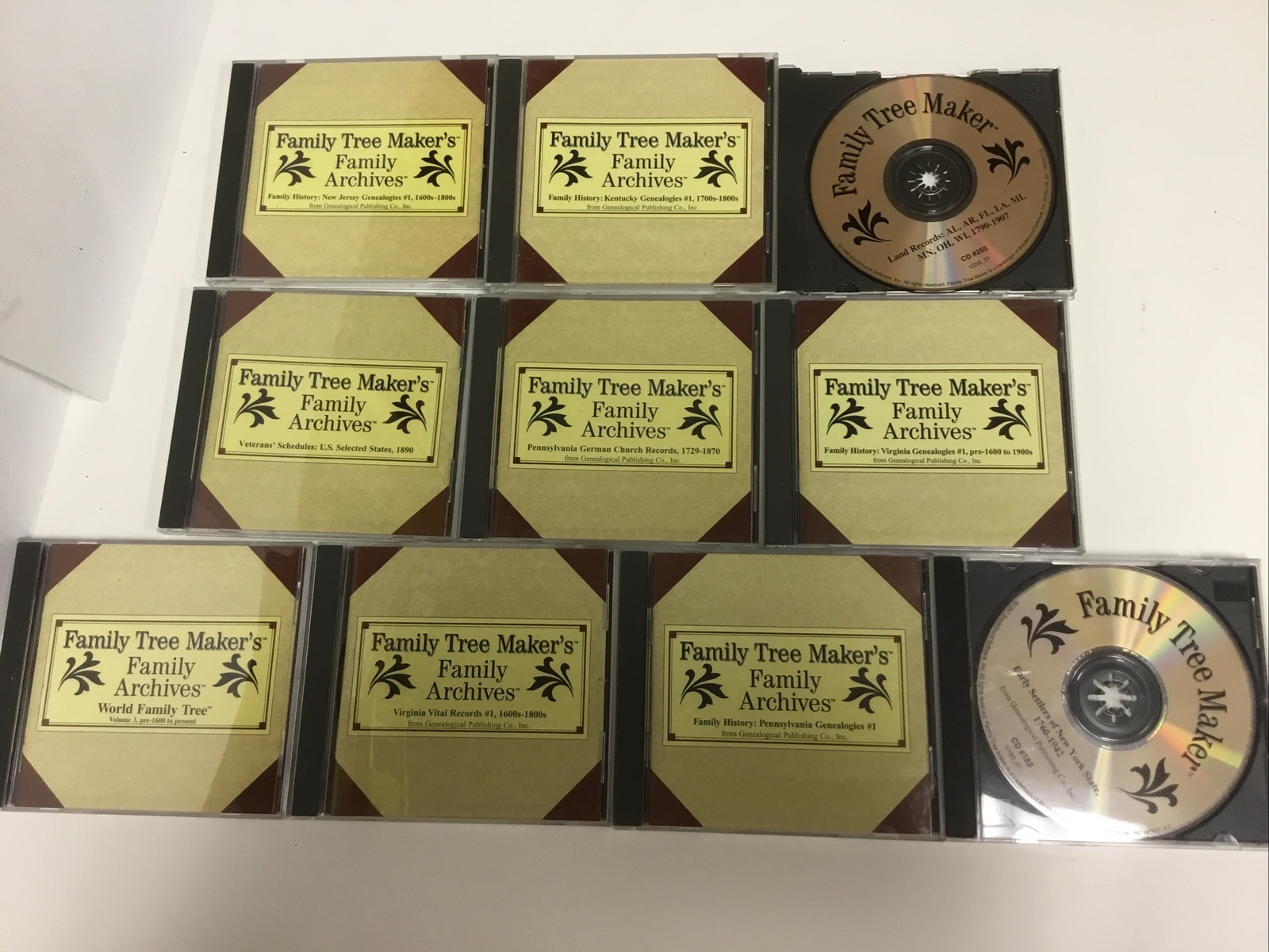Family Tree Maker’s Family Archives CD Lot 10 Data CD’s Genealogy