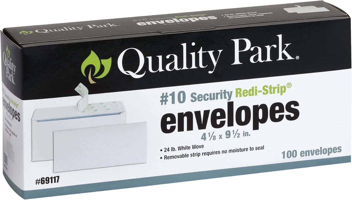 Security Envelopes, No Window, Redi-Strip Self Seal Envelopes, 24-lb White Wo...