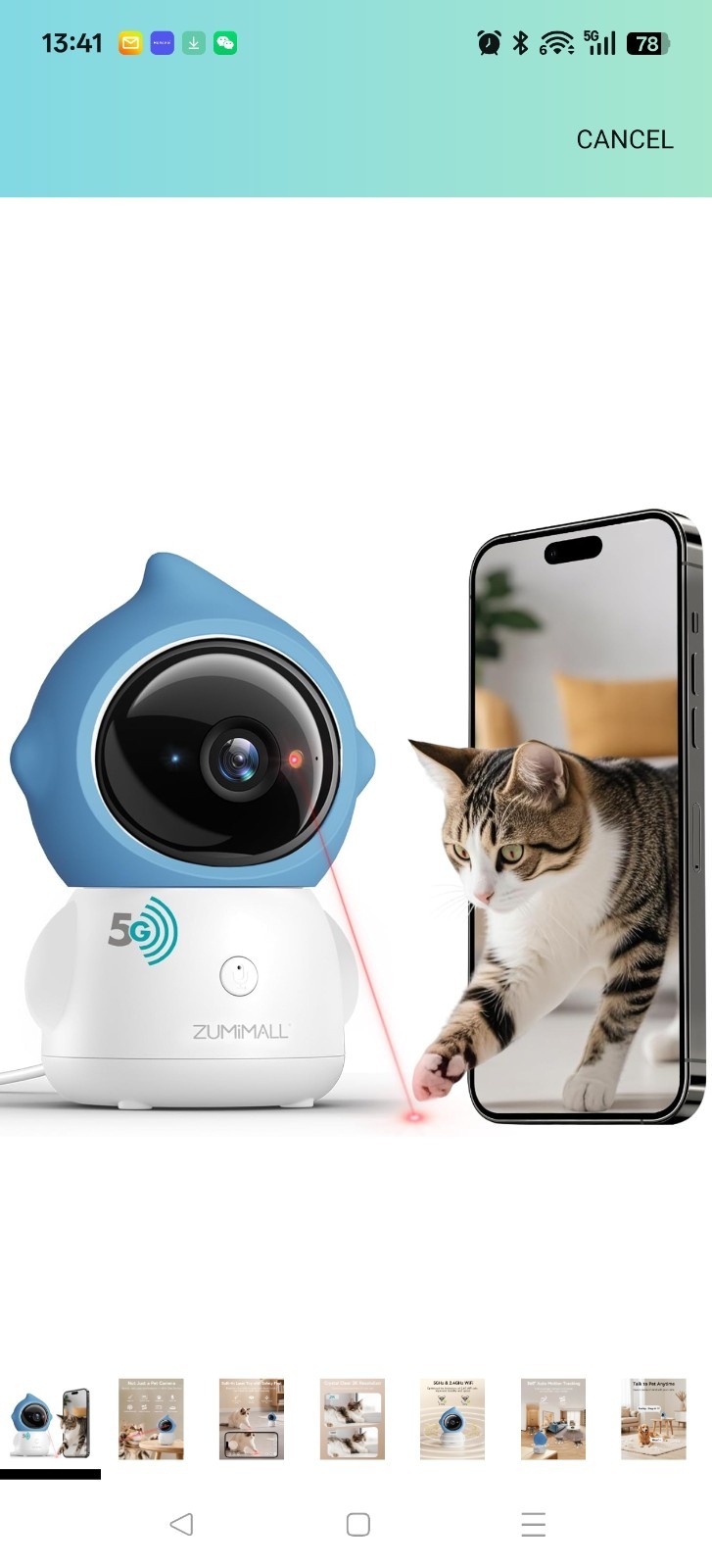 Pet Camera Indoor, 5G/2.4G WiFi Camera for Dog/Cat with Laser Toy, 3MP Pet Secur